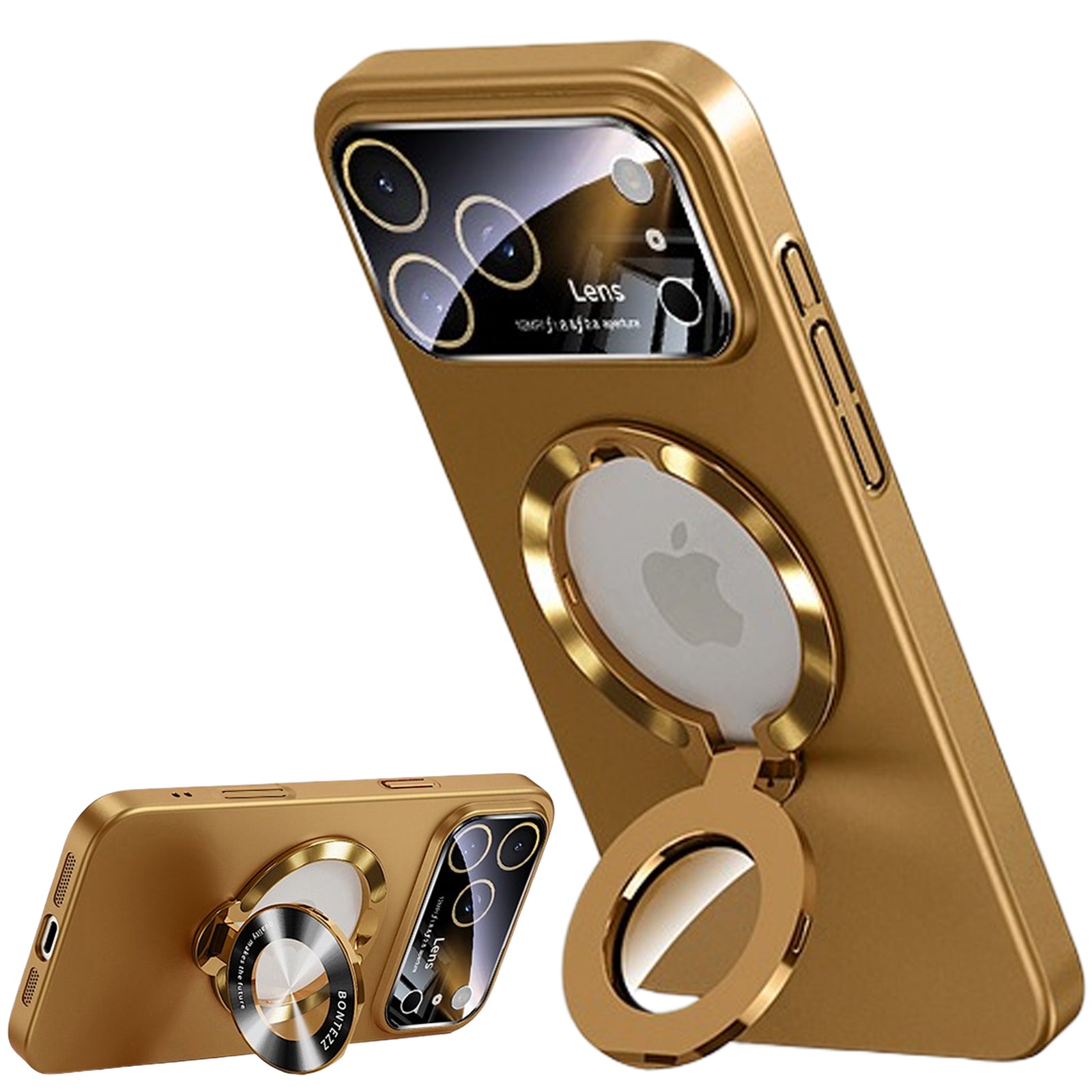 QANXGOG Case for iPhone 17 Pro Max, Slim Shockproof Magnetic Case with Lens Protector & Kickstand, Anti-Fingerprint, Drop-Proof