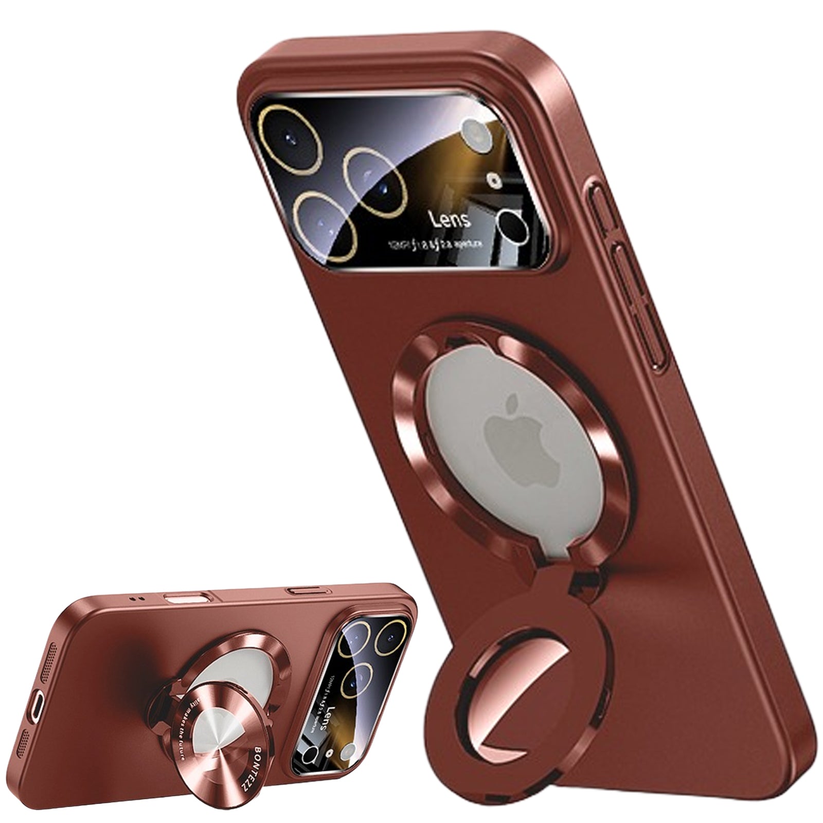 QANXGOG Case for iPhone 17 Pro Max, Slim Shockproof Magnetic Case with Lens Protector & Kickstand, Anti-Fingerprint, Drop-Proof