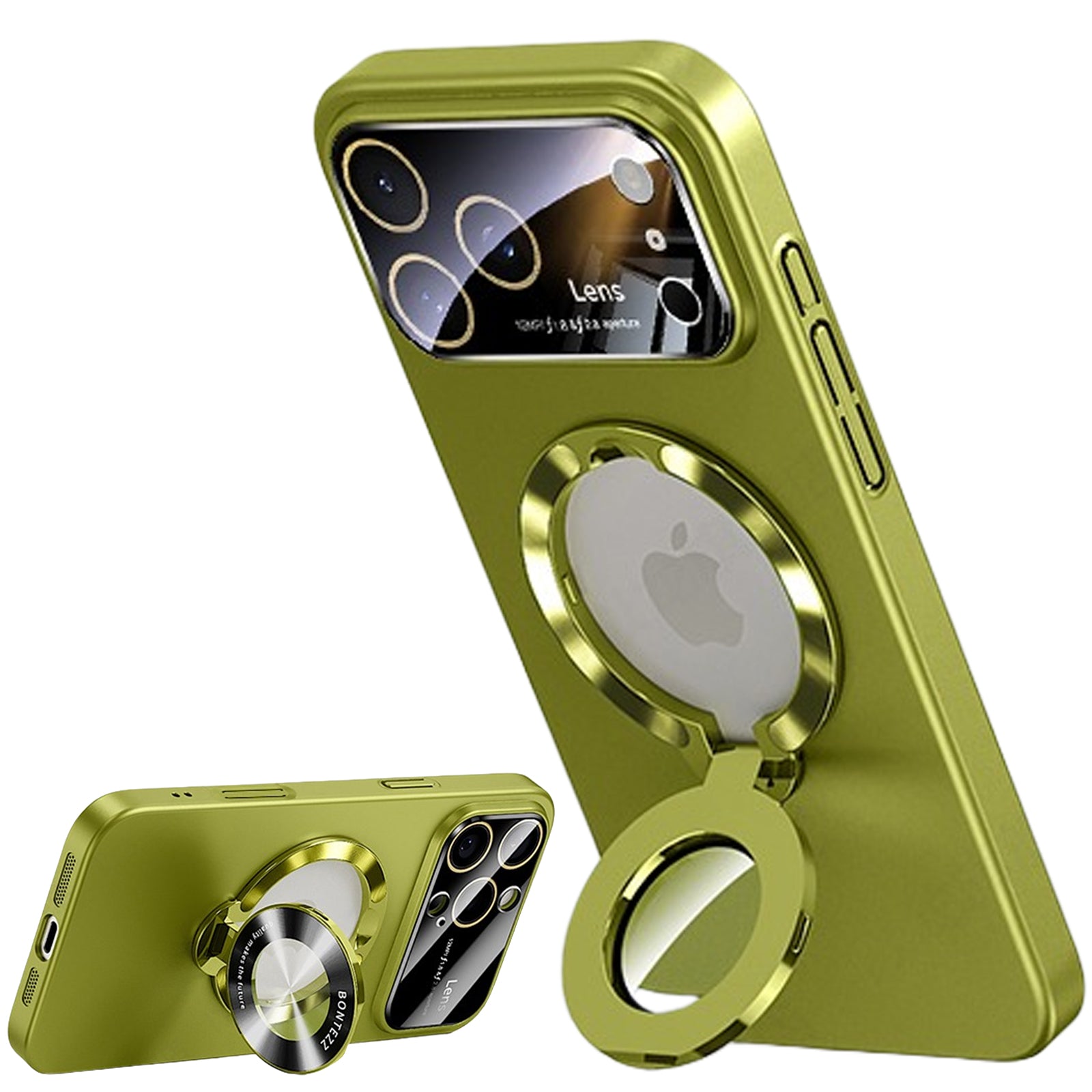 QANXGOG Case for iPhone 17 Pro Max, Slim Shockproof Magnetic Case with Lens Protector & Kickstand, Anti-Fingerprint, Drop-Proof