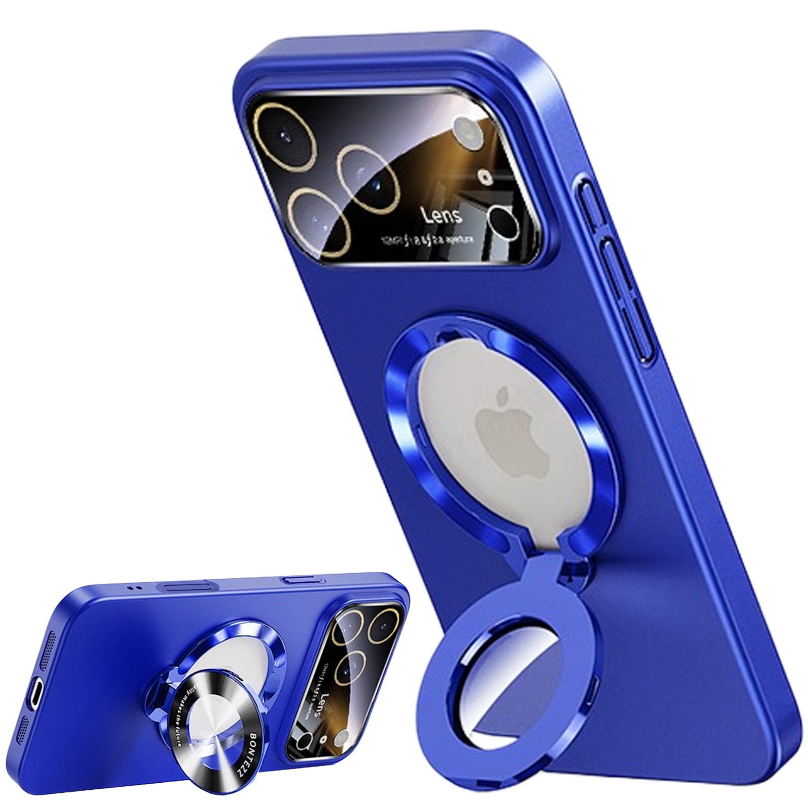 QANXGOG Case for iPhone 17 Pro Max, Slim Shockproof Magnetic Case with Lens Protector & Kickstand, Anti-Fingerprint, Drop-Proof