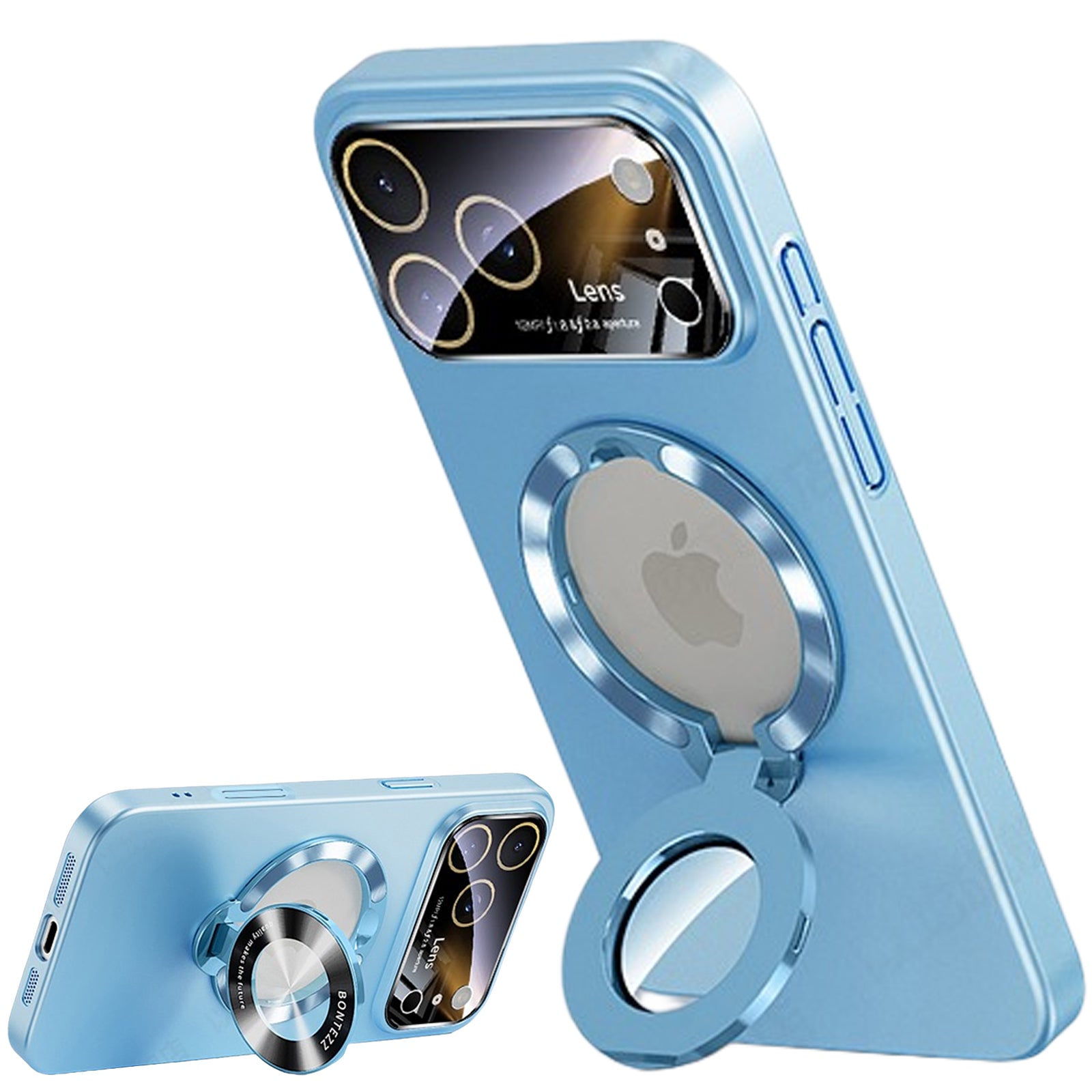 QANXGOG Case for iPhone 17 Pro Max, Slim Shockproof Magnetic Case with Lens Protector & Kickstand, Anti-Fingerprint, Drop-Proof