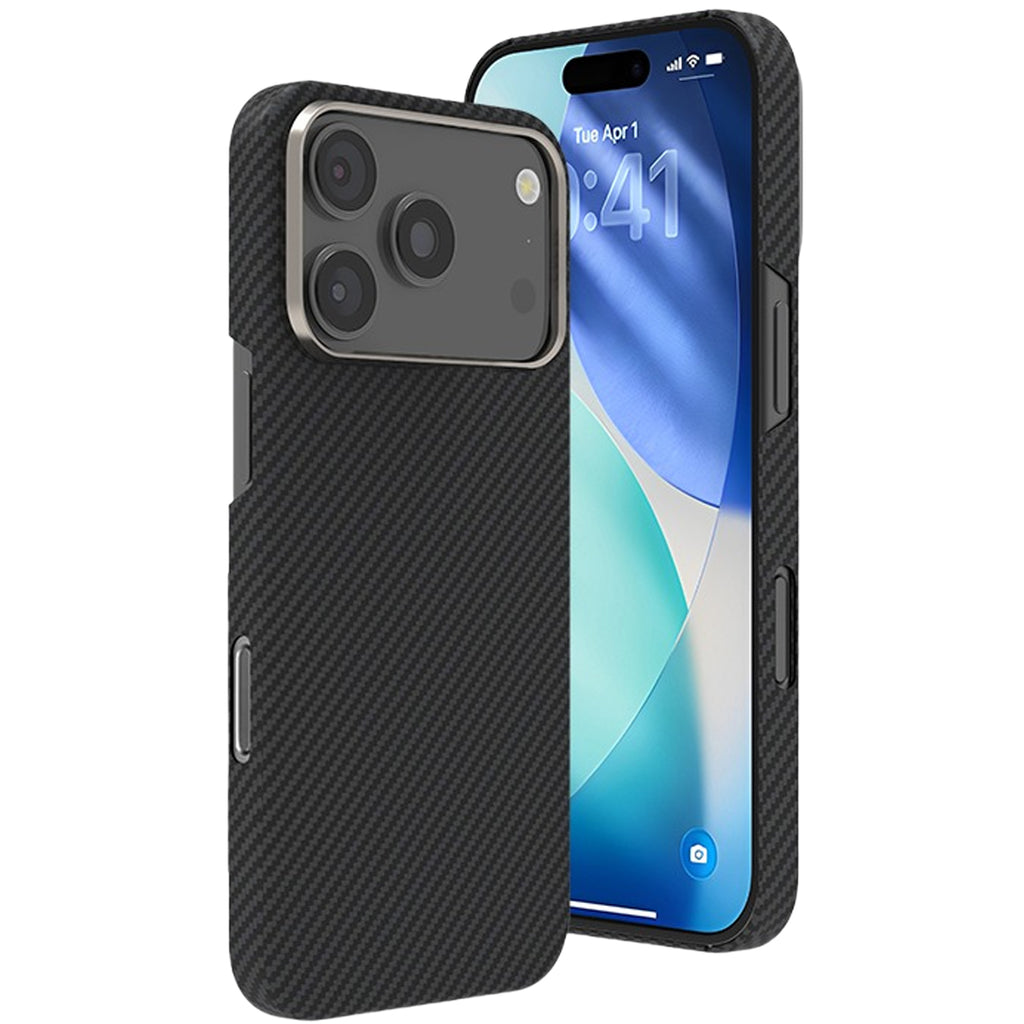 QANXGOG Case for iPhone 17 Pro Max, Ultra Slim Lightweight Carbon Texture Shockproof Cover, Metal Lens Frame, Compatible with MagSafe