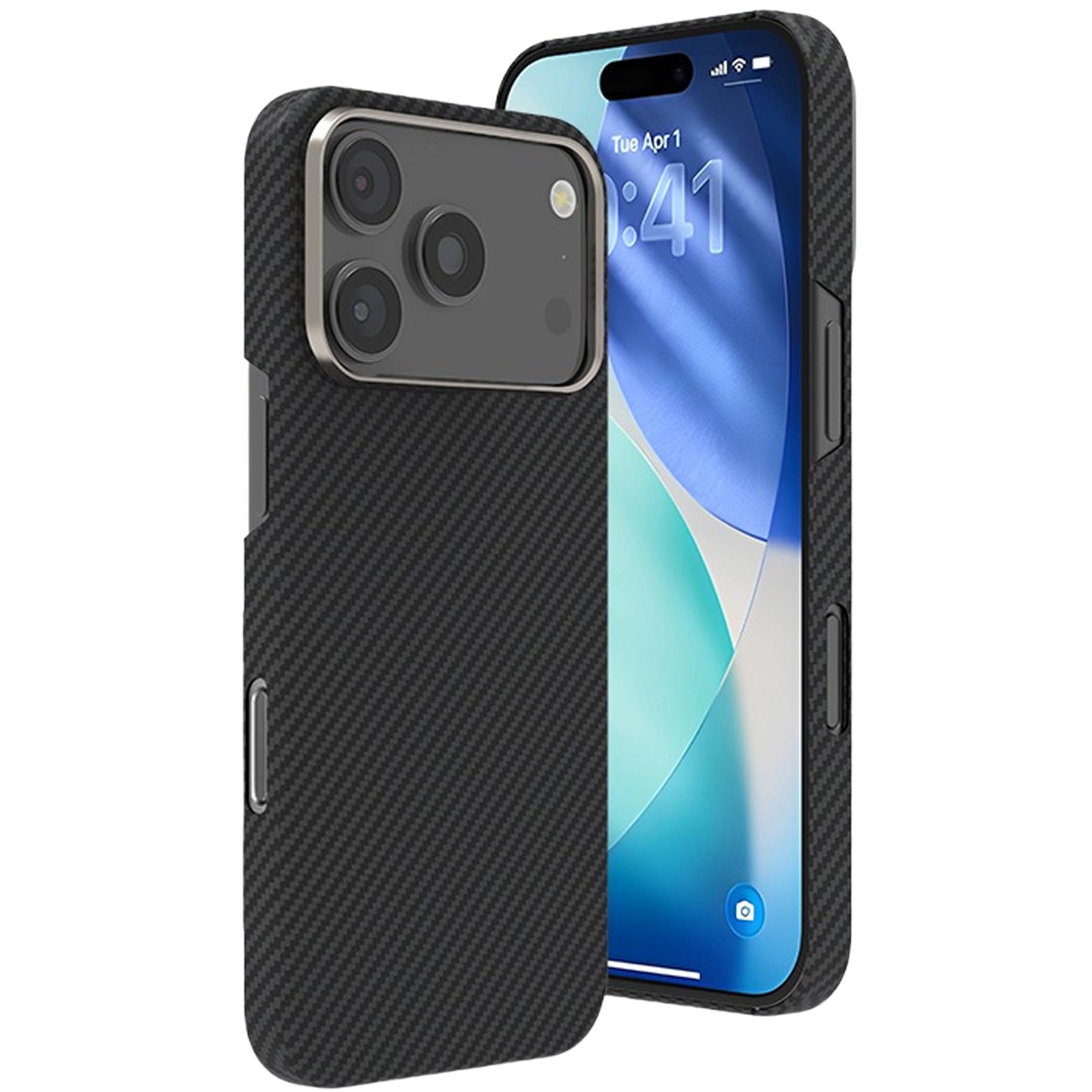 QANXGOG Case for iPhone 17 Pro Max, Ultra Slim Lightweight Carbon Texture Shockproof Cover, Metal Lens Frame, Compatible with MagSafe