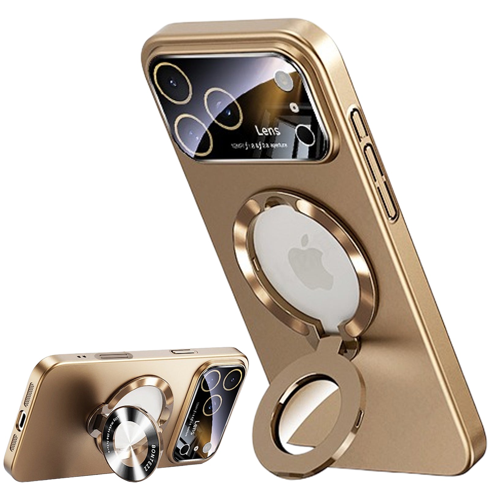 QANXGOG Case for iPhone 17 Pro Max, Slim Shockproof Magnetic Case with Lens Protector & Kickstand, Anti-Fingerprint, Drop-Proof