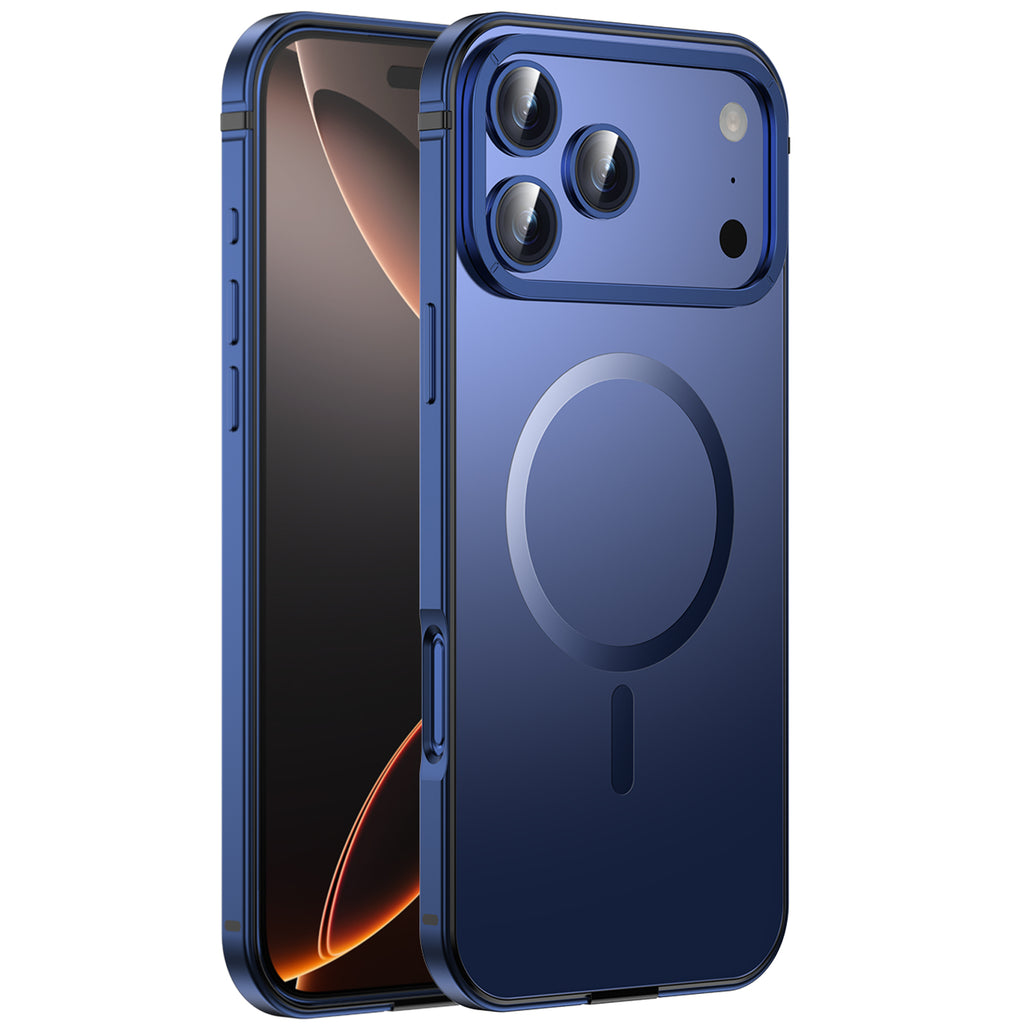 Case for iPhone 17 Pro Max, Ultra Thin Metal Frame with Frosted Matte Back Slim Lightweight Protective Cover with Raised Camera Screen Edges