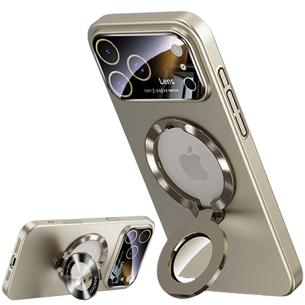 QANXGOG Case for iPhone 17 Pro Max, Slim Shockproof Magnetic Case with Lens Protector & Kickstand, Anti-Fingerprint, Drop-Proof