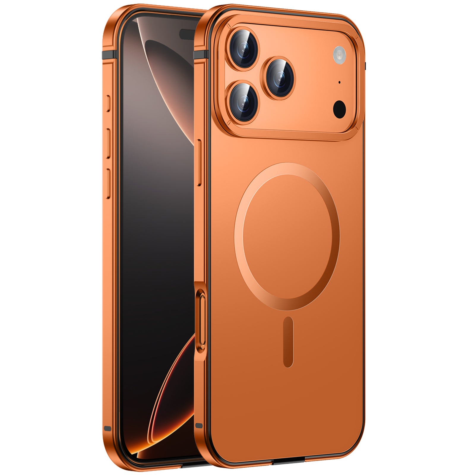 Case for iPhone 17 Pro Max, Ultra Thin Metal Frame with Frosted Matte Back Slim Lightweight Protective Cover with Raised Camera Screen Edges
