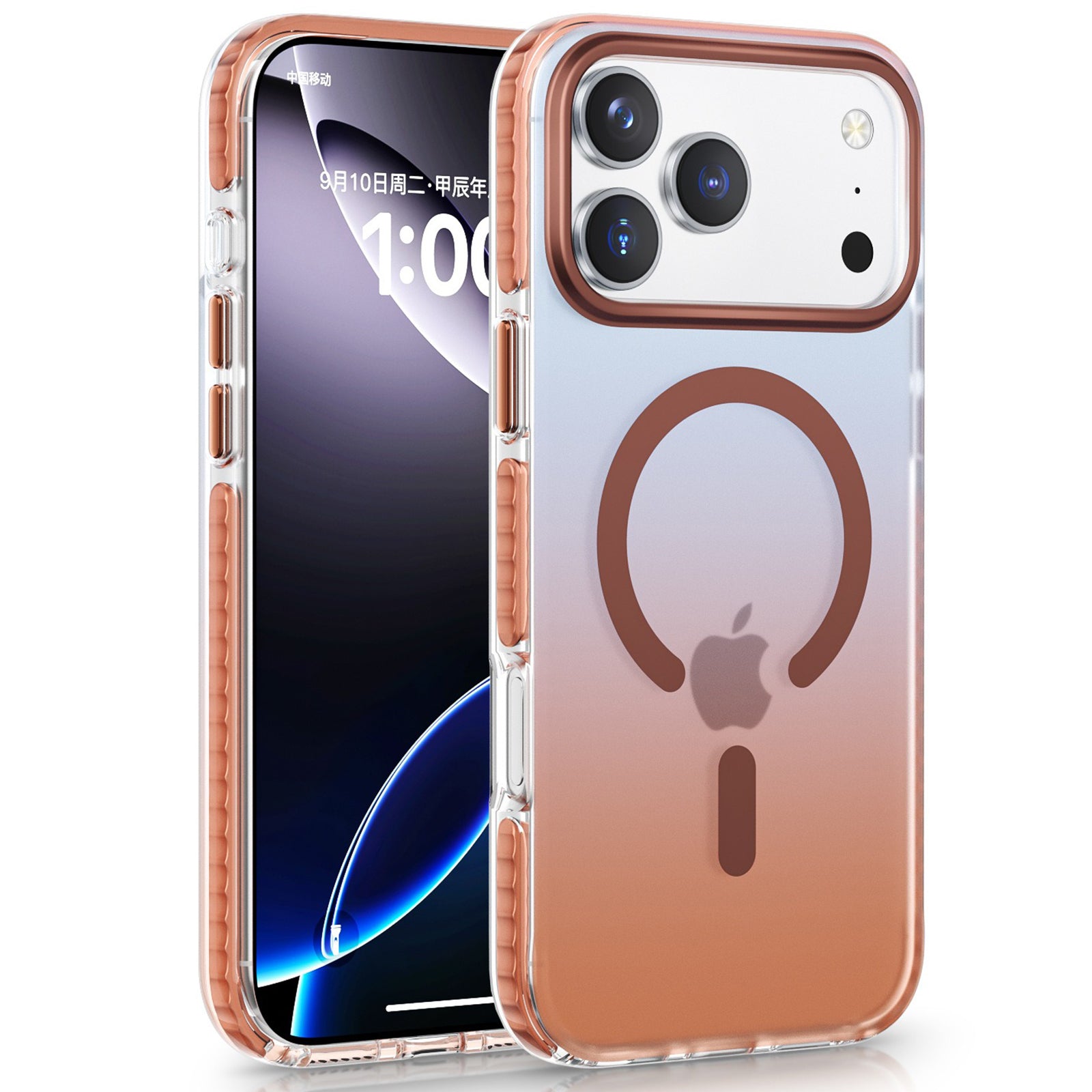 QANXGOG Case for iPhone 17 Pro Max, Gradient Slim Shockproof Case with Air Cushion Corners, Anti-Yellow, Anti-Fingerprint, Compatible with MagSafe