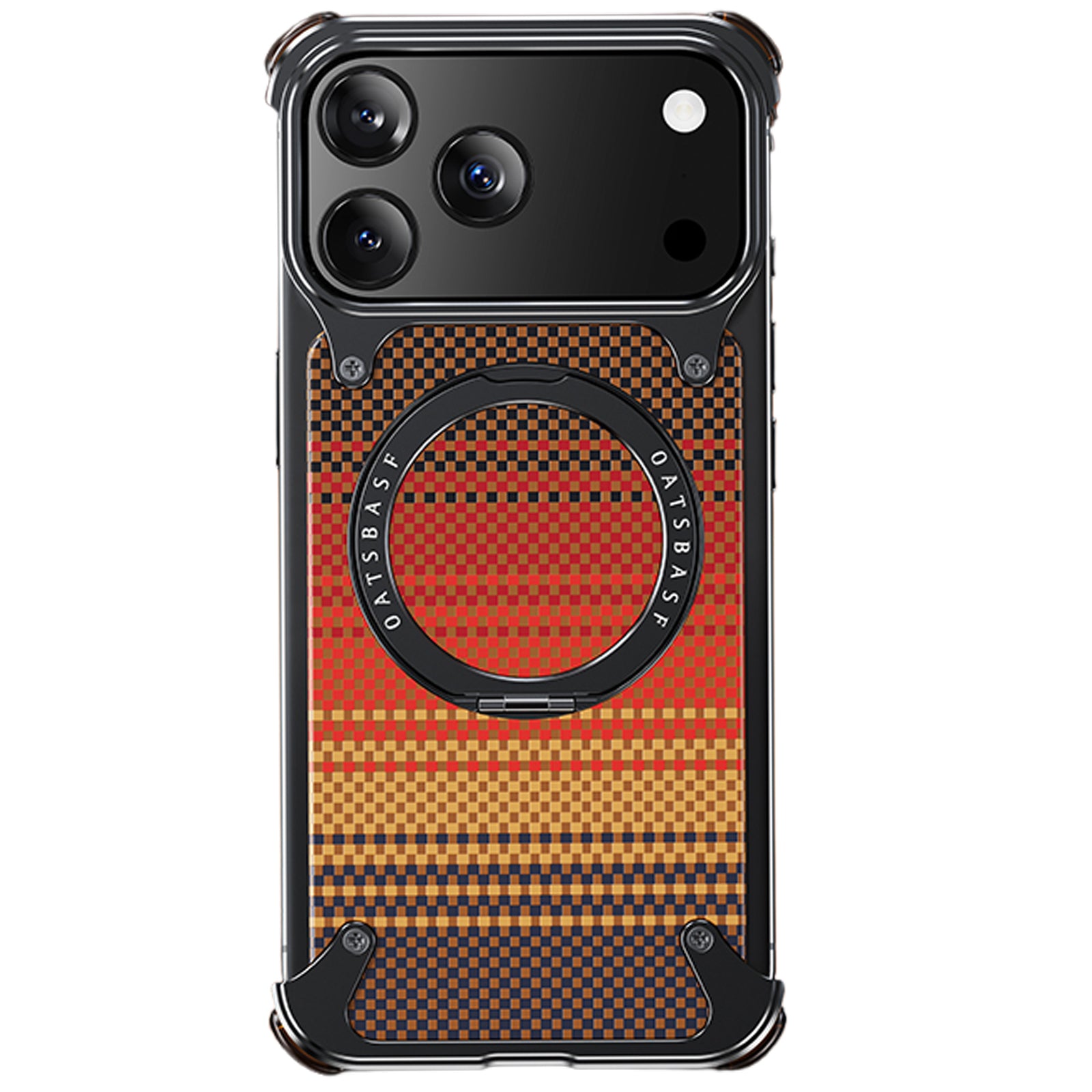 Case for iPhone 17 Pro Max, Woven Carbon Fiber Texture with with 360 Rotating Kickstand Ring Compatible with MagSafe, Protective Shock Grade Shell