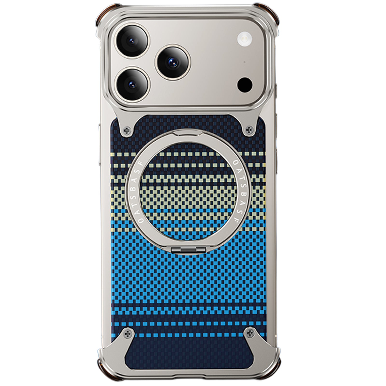 Case for iPhone 17 Pro Max, Woven Carbon Fiber Texture with with 360 Rotating Kickstand Ring Compatible with MagSafe, Protective Shock Grade Shell