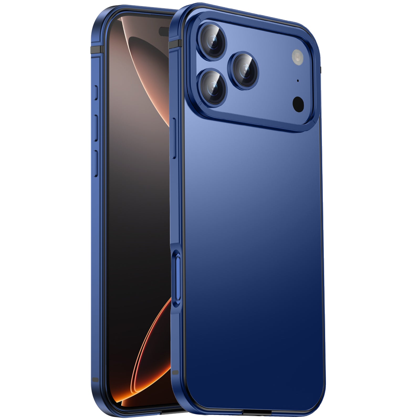Case for iPhone 17 Pro Max, Aircraft Grade Stainless Steel Frame Ultra Slim Design Anti Fingerprint Frosted Back
