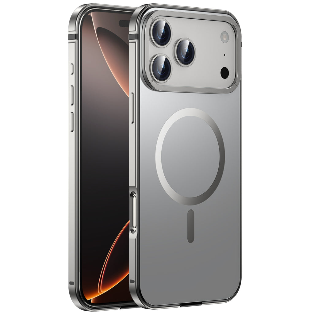 Case for iPhone 17 Pro Max, Ultra Thin Metal Frame with Frosted Matte Back Slim Lightweight Protective Cover with Raised Camera Screen Edges