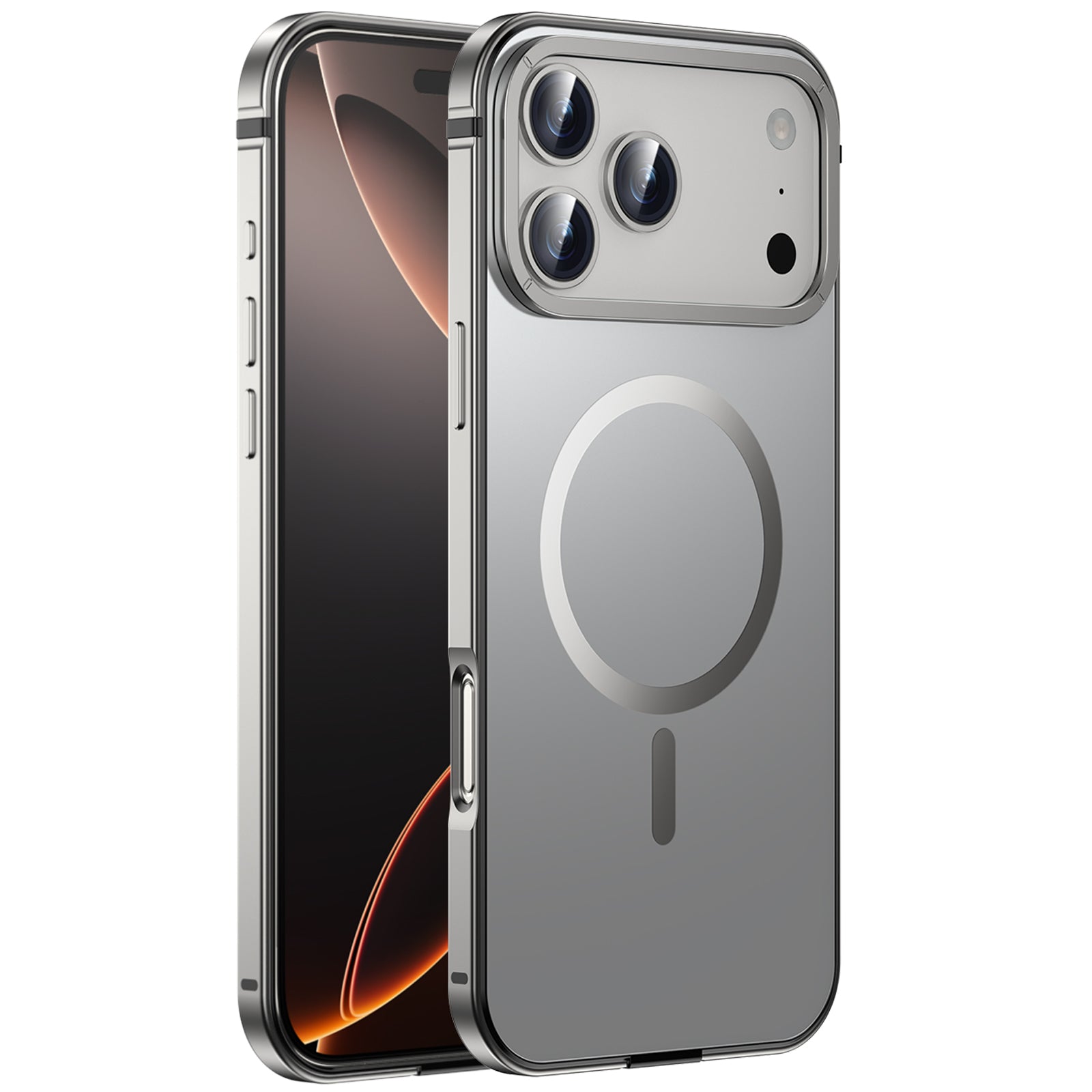 Case for iPhone 17 Pro Max, Ultra Thin Metal Frame with Frosted Matte Back Slim Lightweight Protective Cover with Raised Camera Screen Edges