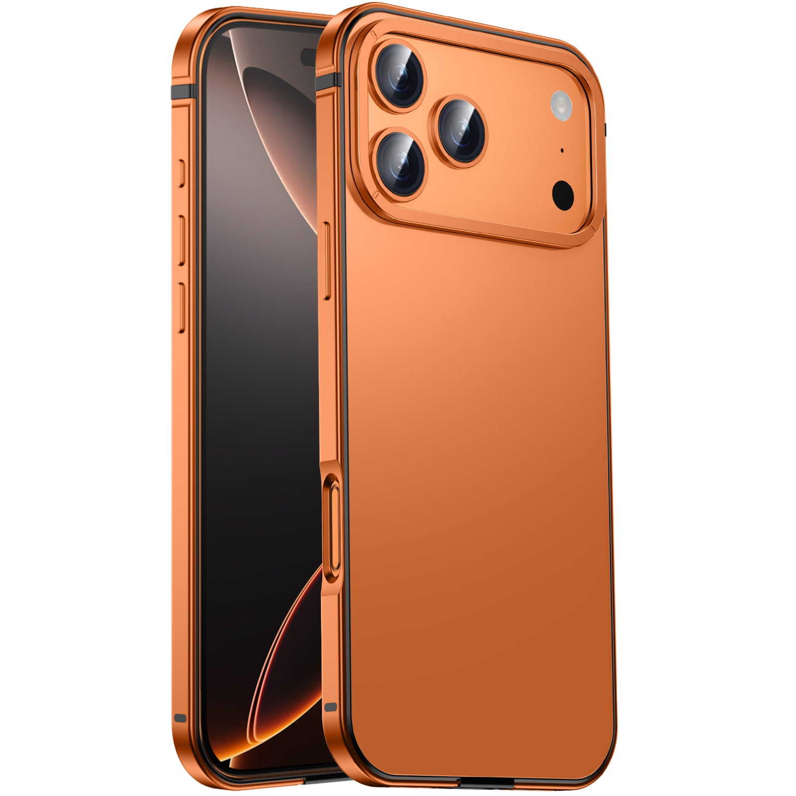 Case for iPhone 17 Pro Max, Aircraft Grade Stainless Steel Frame Ultra Slim Design Anti Fingerprint Frosted Back