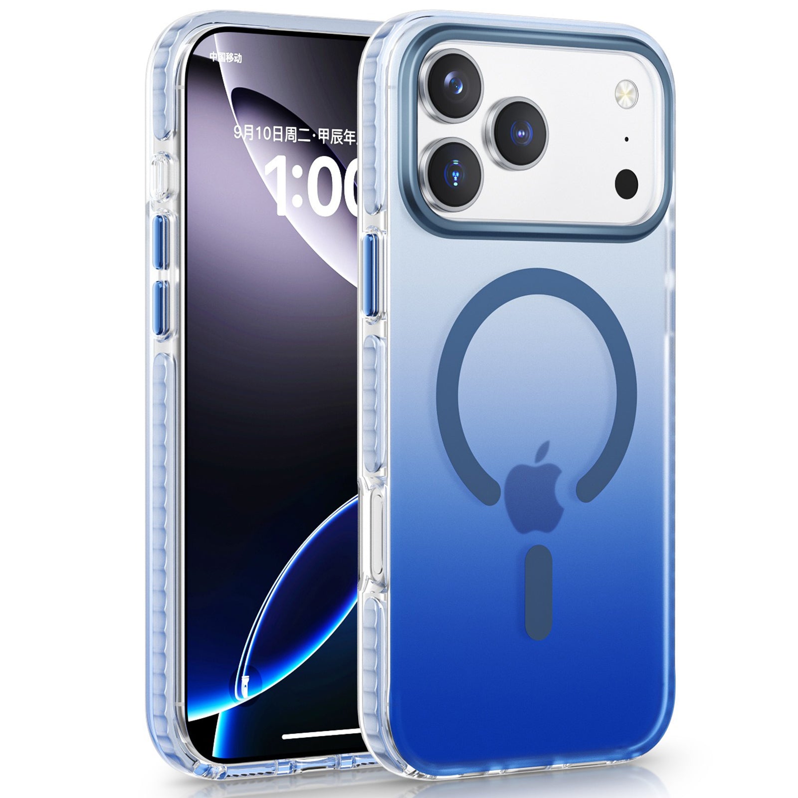 QANXGOG Case for iPhone 17 Pro Max, Gradient Slim Shockproof Case with Air Cushion Corners, Anti-Yellow, Anti-Fingerprint, Compatible with MagSafe