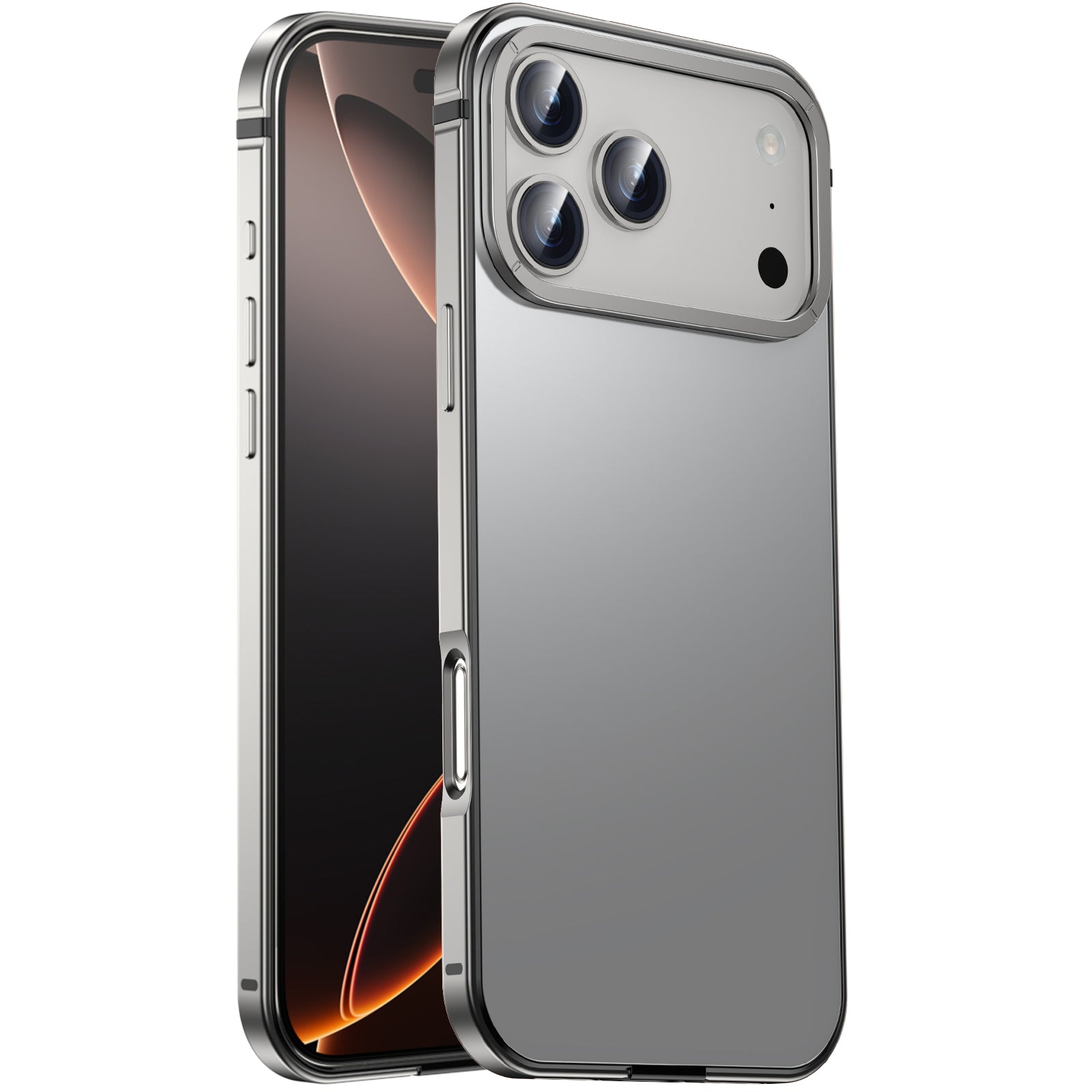 Case for iPhone 17 Pro Max, Aircraft Grade Stainless Steel Frame Ultra Slim Design Anti Fingerprint Frosted Back