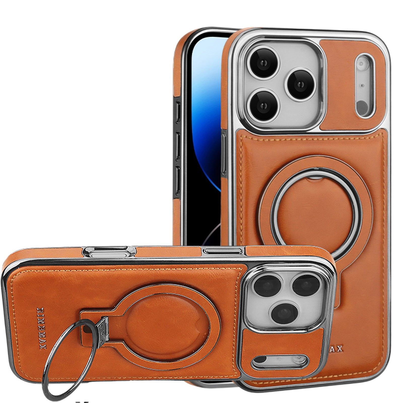 Case for iPhone 17 Pro Max, Compatible with MagSafe Leather Protective Cover with Stand Skin Friendly Anti-Fingerprint Shockproof Case