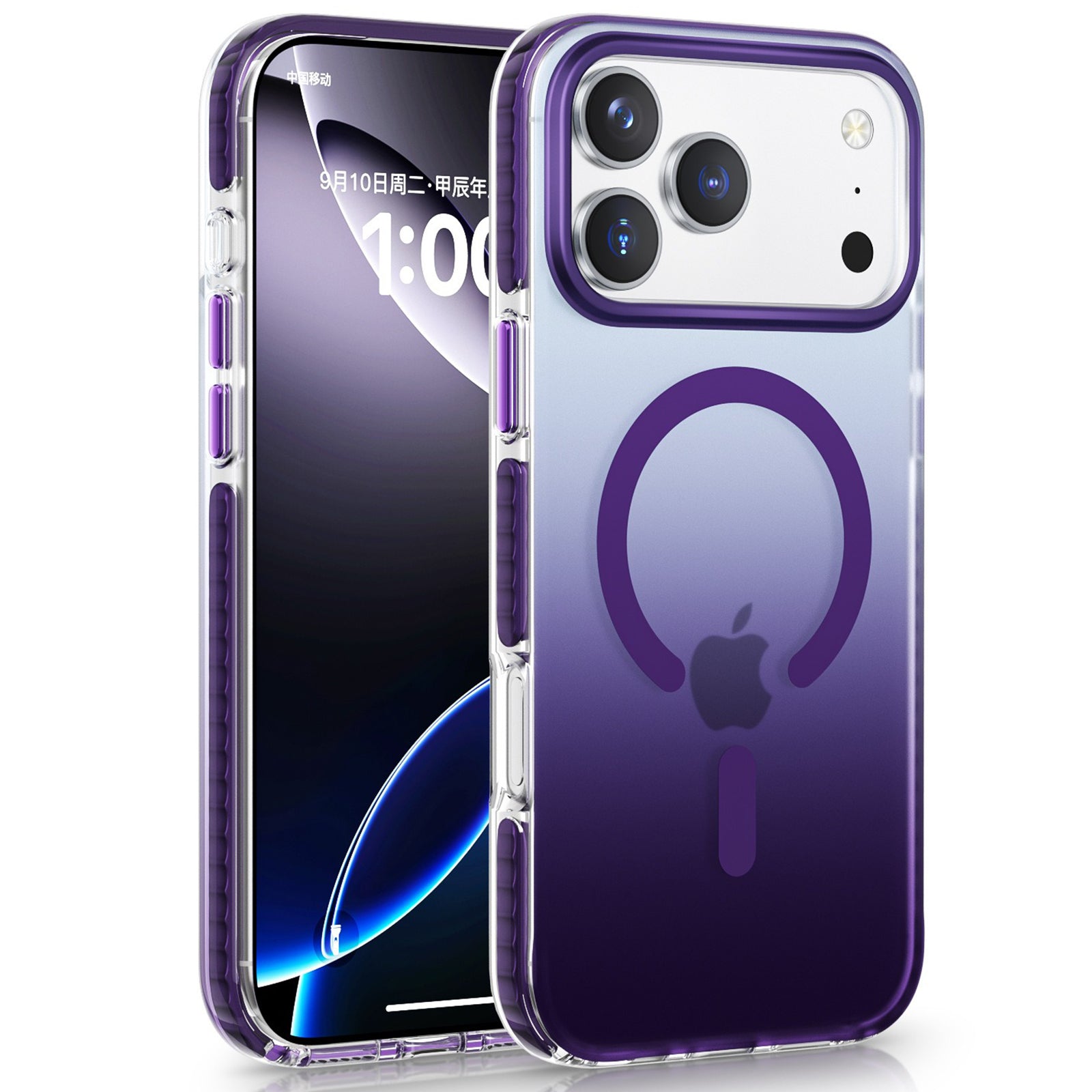QANXGOG Case for iPhone 17 Pro Max, Gradient Slim Shockproof Case with Air Cushion Corners, Anti-Yellow, Anti-Fingerprint, Compatible with MagSafe