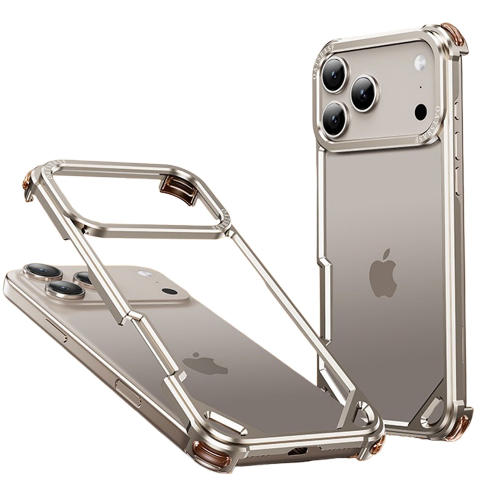 Case for iPhone 17 Pro Max, Slim Bare Metal Aluminum Bumper Case Lightweight Frame with Air Cushion Corners Raised Bezel Protection Heat Dissipation Design