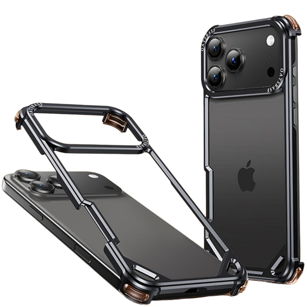 Case for iPhone 17 Pro Max, Slim Bare Metal Aluminum Bumper Case Lightweight Frame with Air Cushion Corners Raised Bezel Protection Heat Dissipation Design