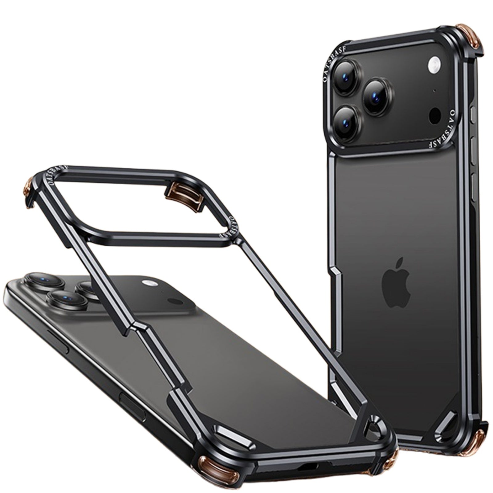 Case for iPhone 17 Pro Max, Slim Bare Metal Aluminum Bumper Case Lightweight Frame with Air Cushion Corners Raised Bezel Protection Heat Dissipation Design