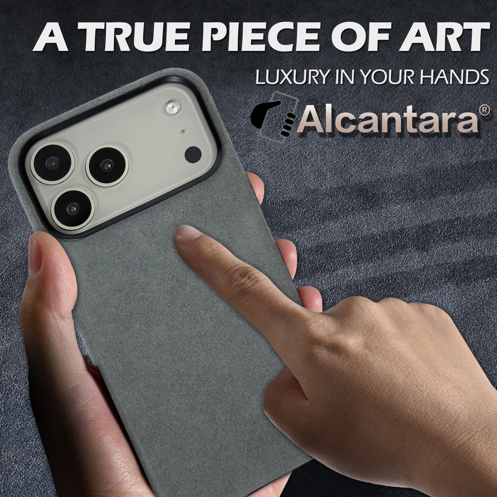 Alcantara Suede Case for iPhone 17 Pro Max, Handmade Genuine Italian Ultra-Suede Fully Wrapped Anti-Slip Soft Luxury Protective Cover, Compatible with MagSafe