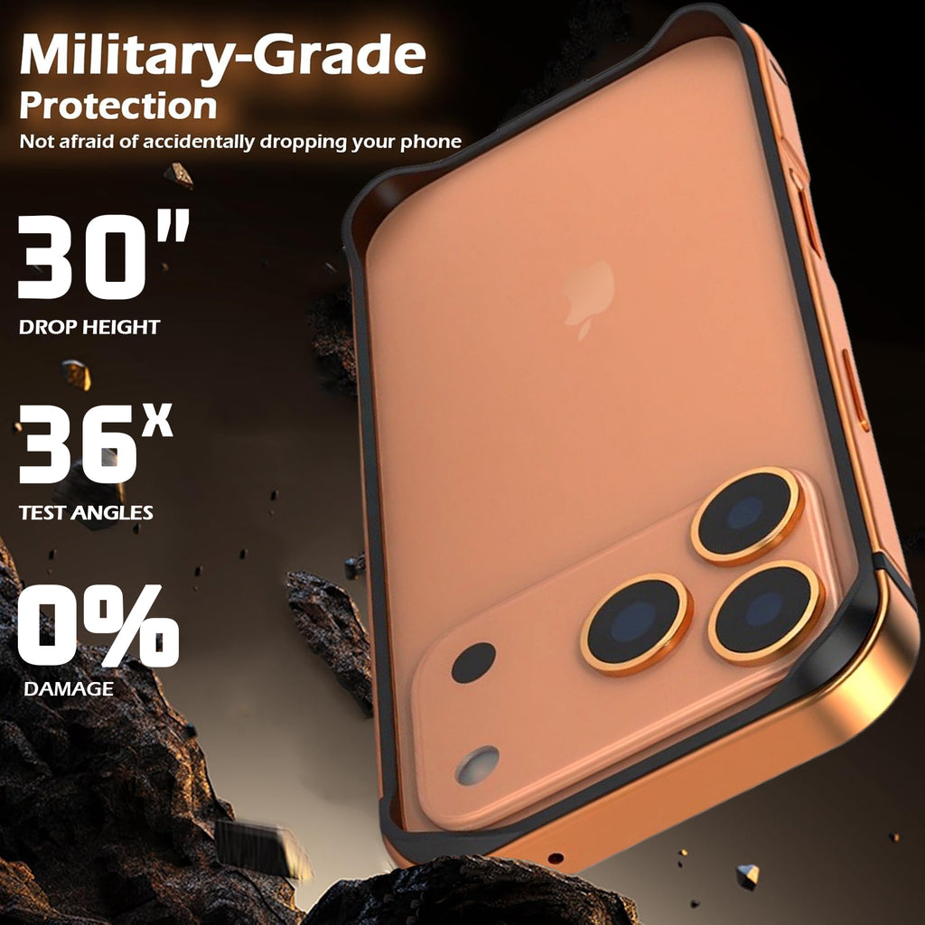 Case for iPhone 17 Pro Max, Aluminum Frame Slim Shockproof Design with Raised Corners Signal Friendly Structure Heat Dissipation Lightweight Protective Cover