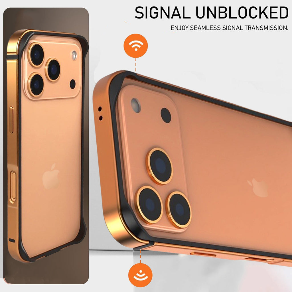 Case for iPhone 17 Pro Max, Aluminum Frame Slim Shockproof Design with Raised Corners Signal Friendly Structure Heat Dissipation Lightweight Protective Cover
