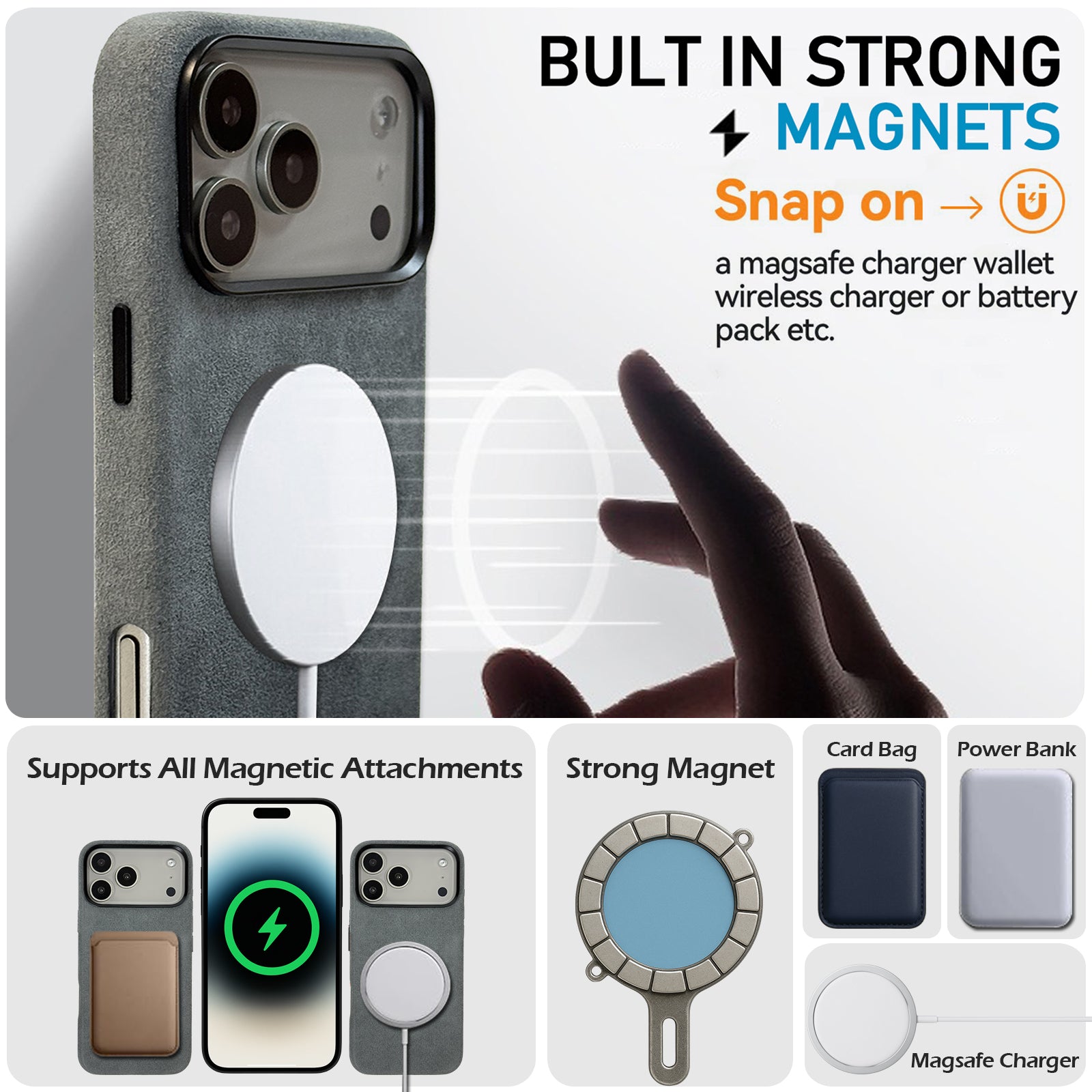 Alcantara Suede Case for iPhone 17 Pro Max, Handmade Genuine Italian Ultra-Suede Fully Wrapped Anti-Slip Soft Luxury Protective Cover, Compatible with MagSafe