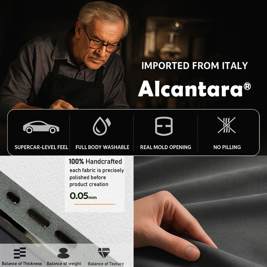 Alcantara Suede Case for iPhone 17 Pro Max, Handmade Genuine Italian Ultra-Suede Fully Wrapped Anti-Slip Soft Luxury Protective Cover, Compatible with MagSafe