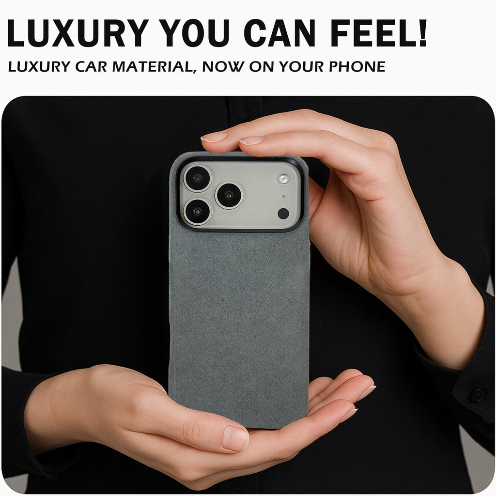 Alcantara Suede Case for iPhone 17 Pro Max, Handmade Genuine Italian Ultra-Suede Fully Wrapped Anti-Slip Soft Luxury Protective Cover, Compatible with MagSafe