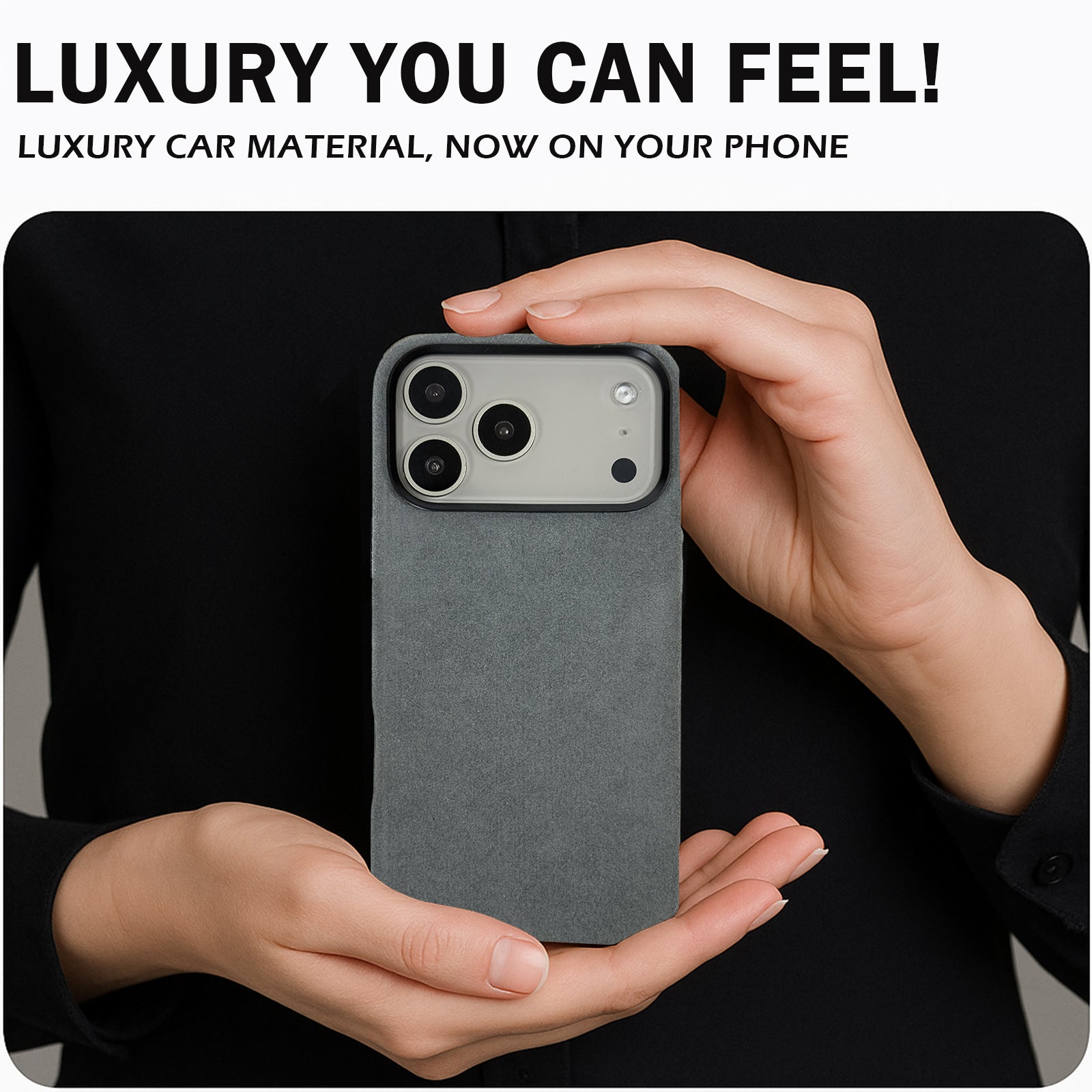 Alcantara Suede Case for iPhone 17 Pro Max, Handmade Genuine Italian Ultra-Suede Fully Wrapped Anti-Slip Soft Luxury Protective Cover, Compatible with MagSafe