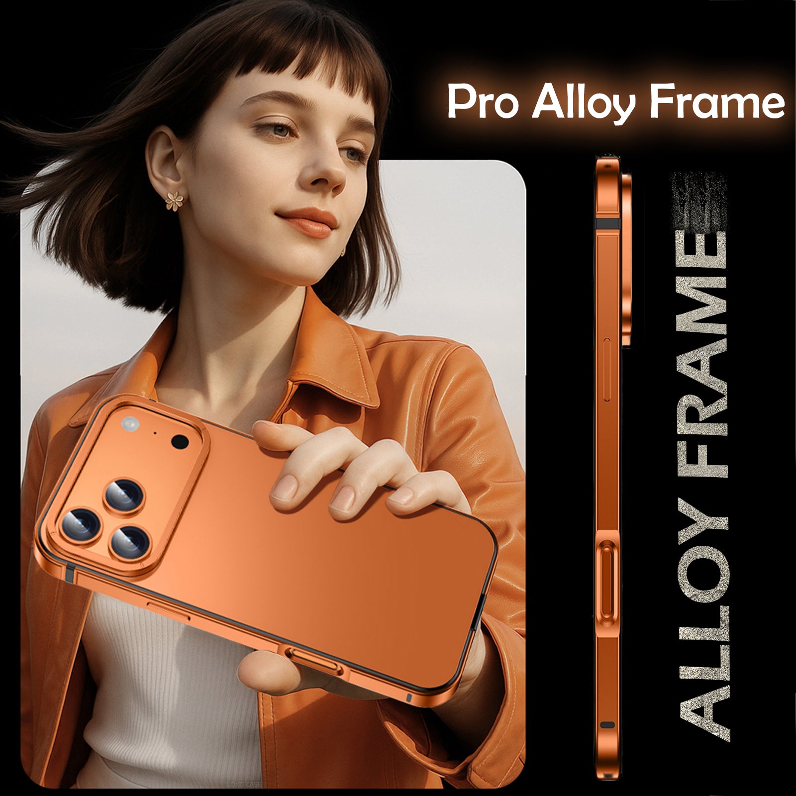 Case for iPhone 17 Pro Max, Aircraft Grade Stainless Steel Frame Ultra Slim Design Anti Fingerprint Frosted Back