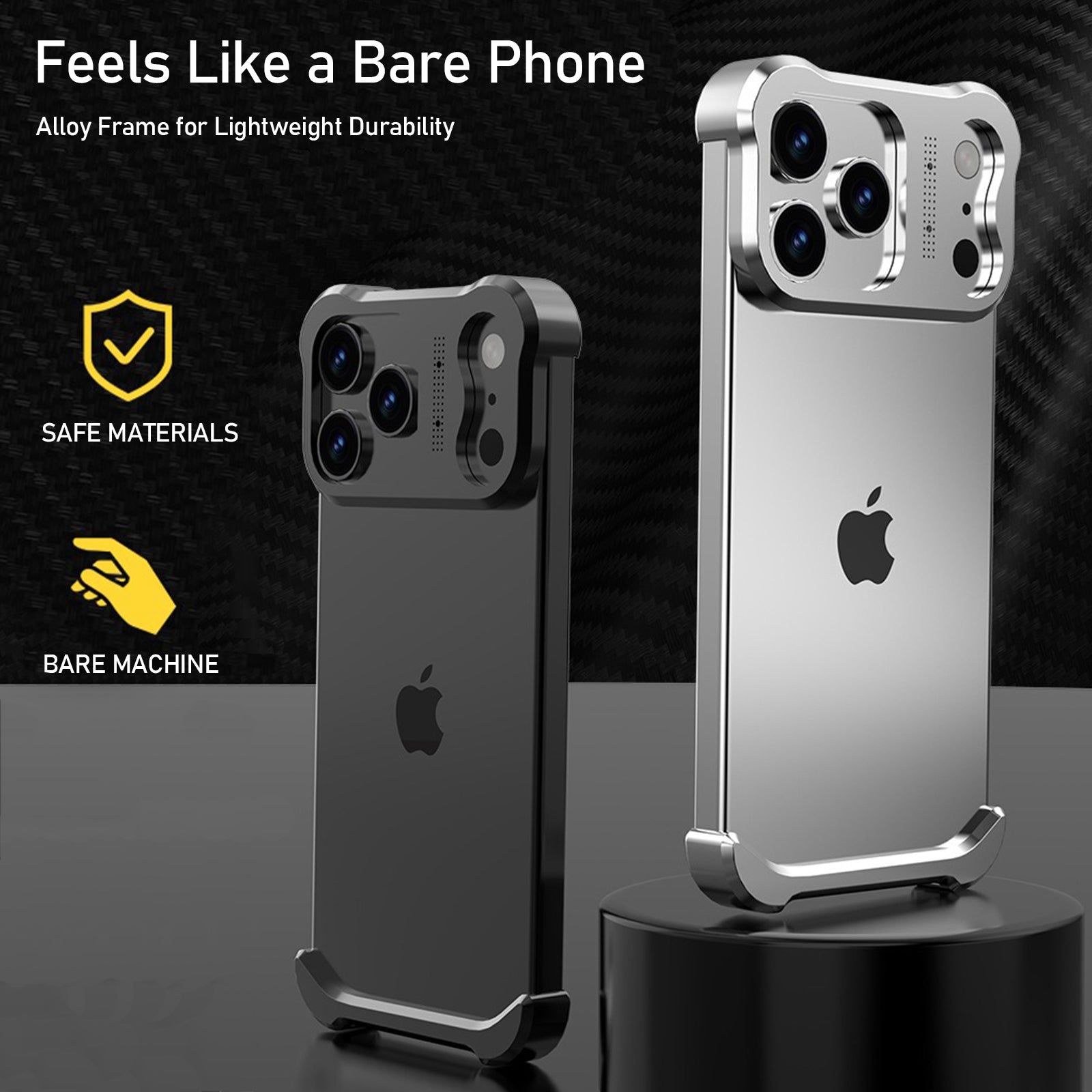 Metal Frame Case for iPhone 17 Pro Max/17 Pro, Raised Corners, Heat Dissipation, Wireless Charging Compatible, Drop-Proof Aluminum Bumper Cover