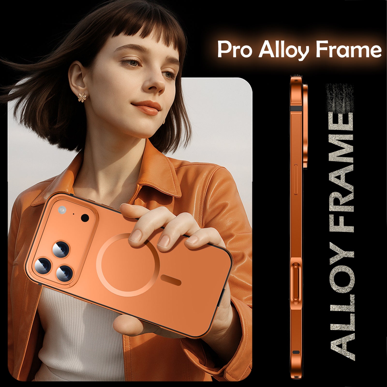 Case for iPhone 17 Pro Max, Ultra Thin Metal Frame with Frosted Matte Back Slim Lightweight Protective Cover with Raised Camera Screen Edges