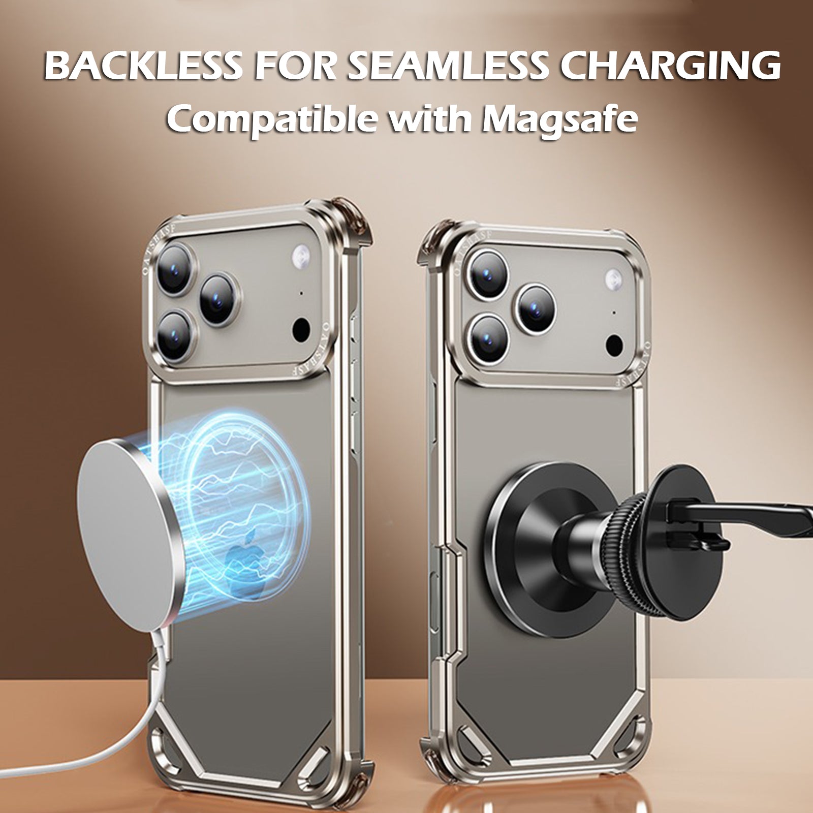 Case for iPhone 17 Pro Max, Slim Bare Metal Aluminum Bumper Case Lightweight Frame with Air Cushion Corners Raised Bezel Protection Heat Dissipation Design