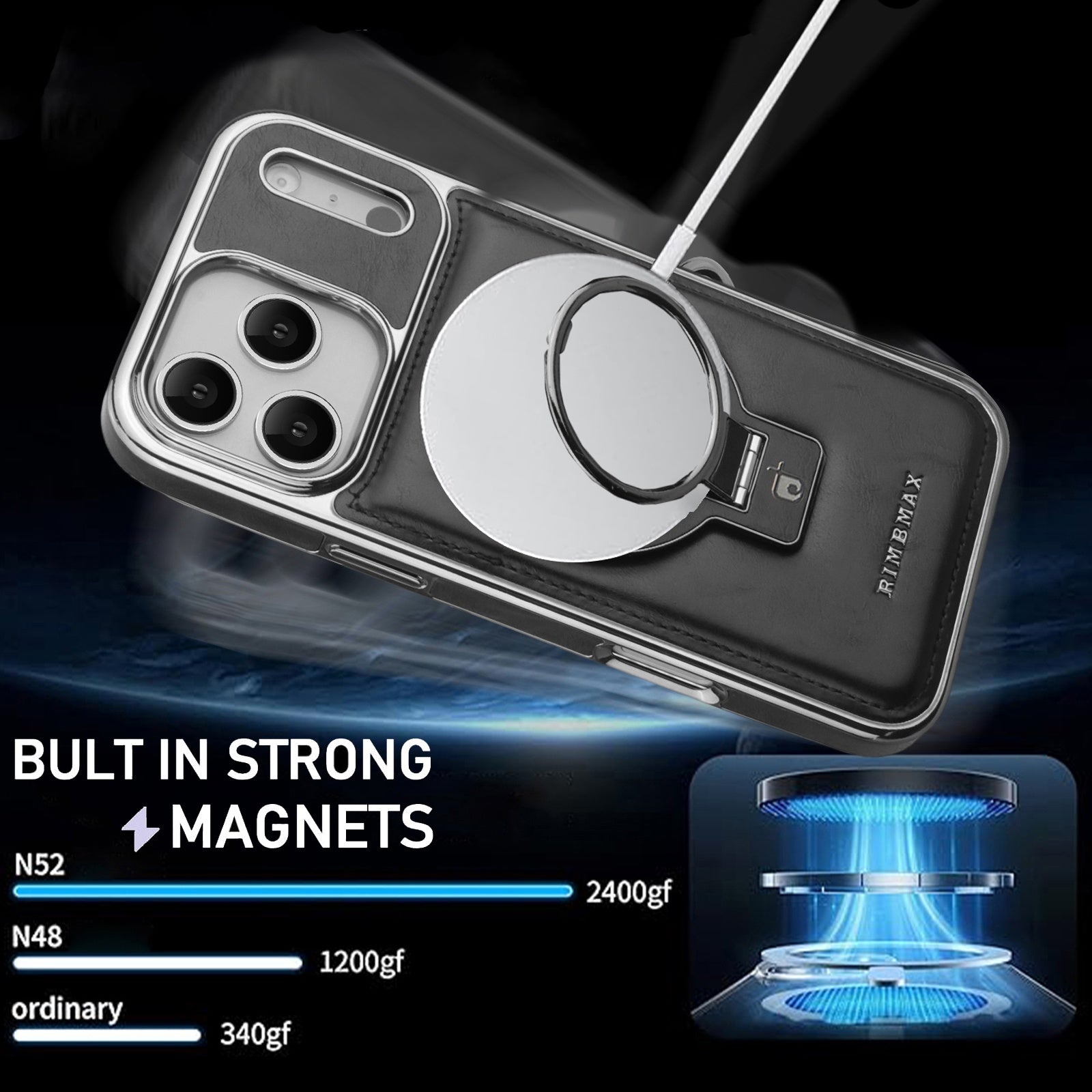 Case for iPhone 17 Pro Max, Compatible with MagSafe Leather Protective Cover with Stand Skin Friendly Anti-Fingerprint Shockproof Case