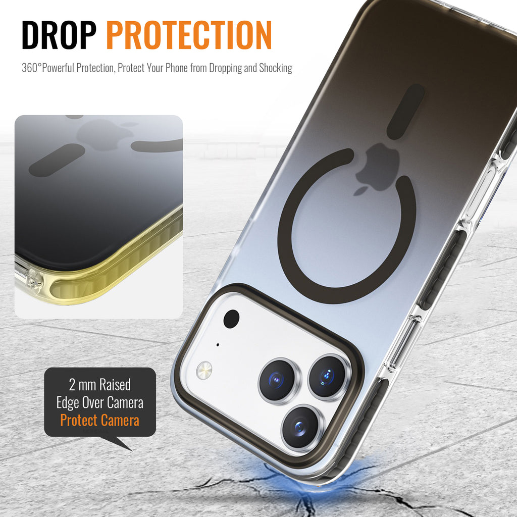 QANXGOG Case for iPhone 17 Pro Max, Gradient Slim Shockproof Case with Air Cushion Corners, Anti-Yellow, Anti-Fingerprint, Compatible with MagSafe