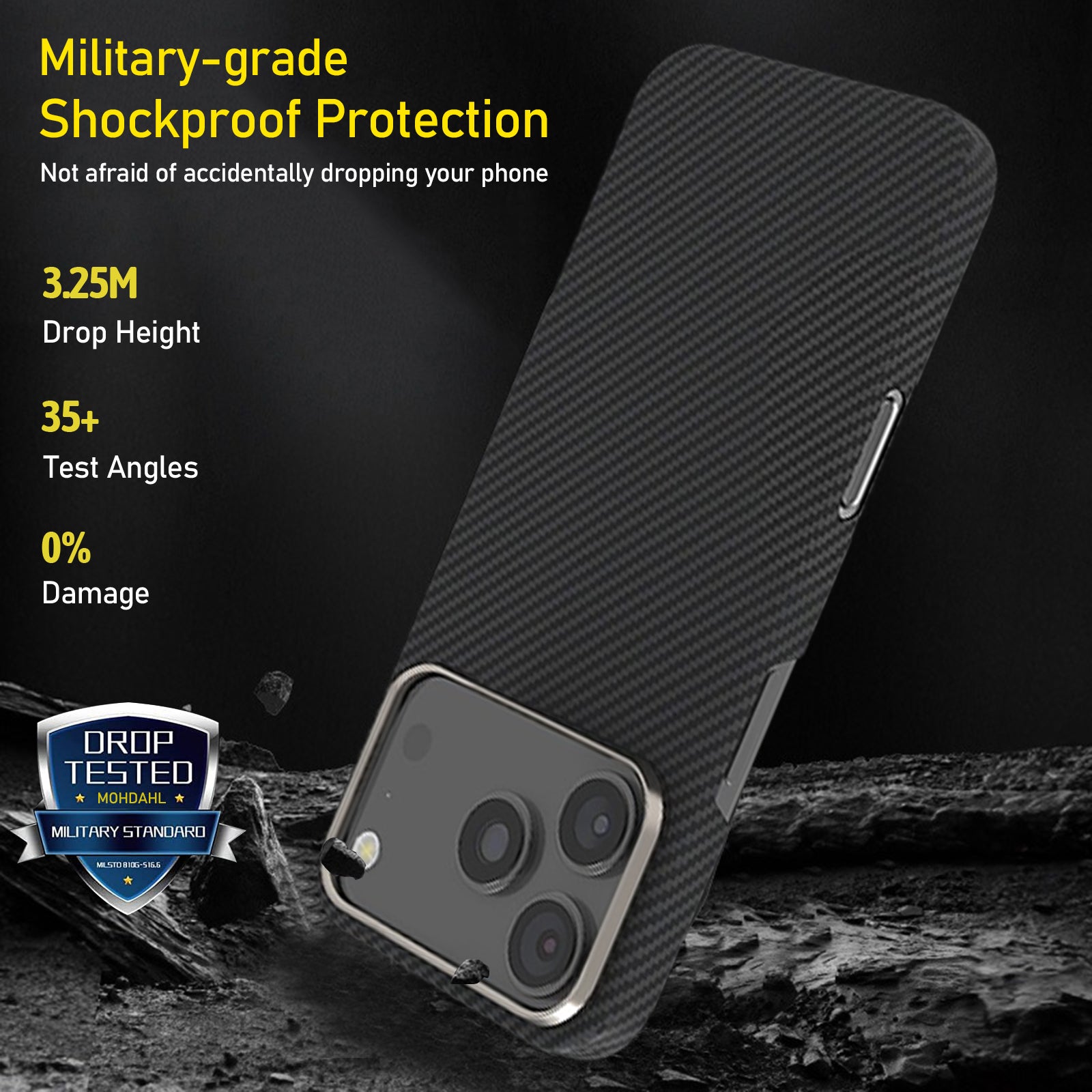 QANXGOG Case for iPhone 17 Pro Max, Ultra Slim Lightweight Carbon Texture Shockproof Cover, Metal Lens Frame, Compatible with MagSafe