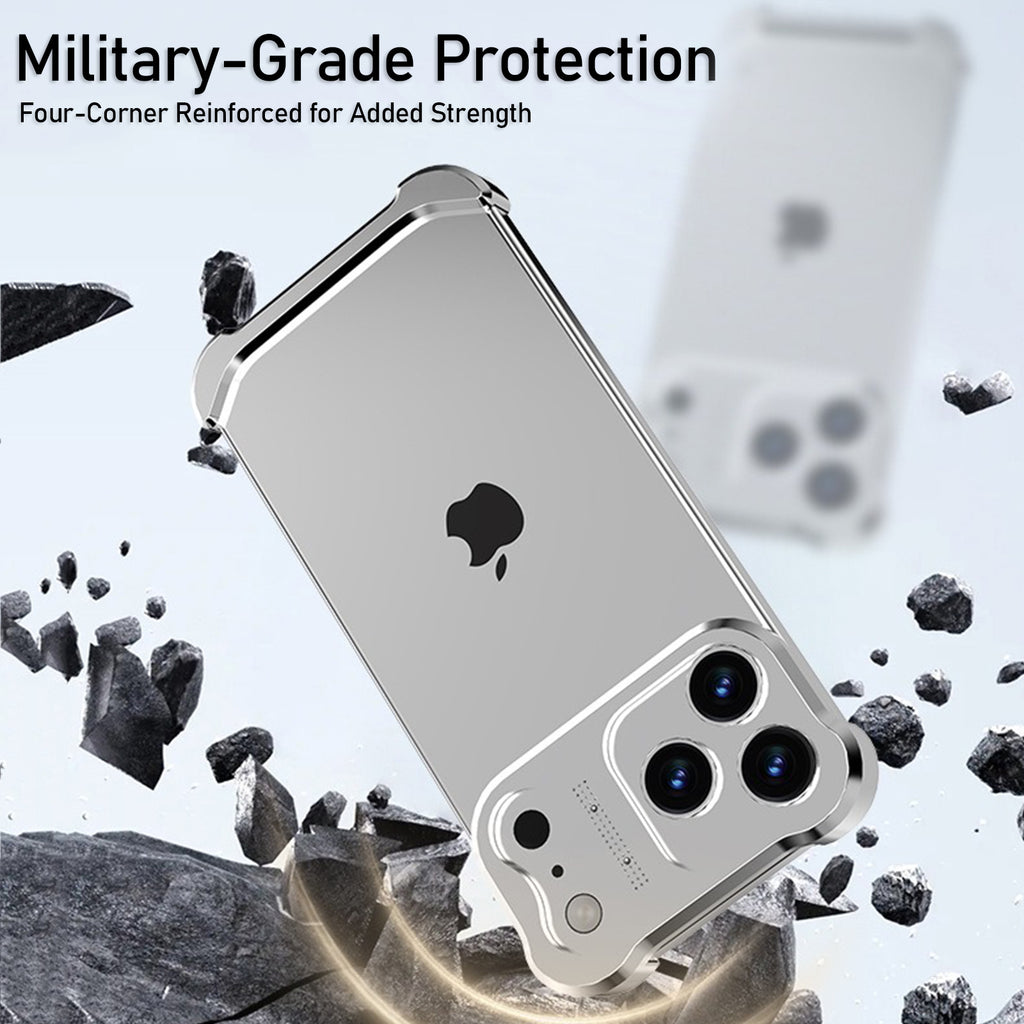 Metal Frame Case for iPhone 17 Pro Max/17 Pro, Raised Corners, Heat Dissipation, Wireless Charging Compatible, Drop-Proof Aluminum Bumper Cover