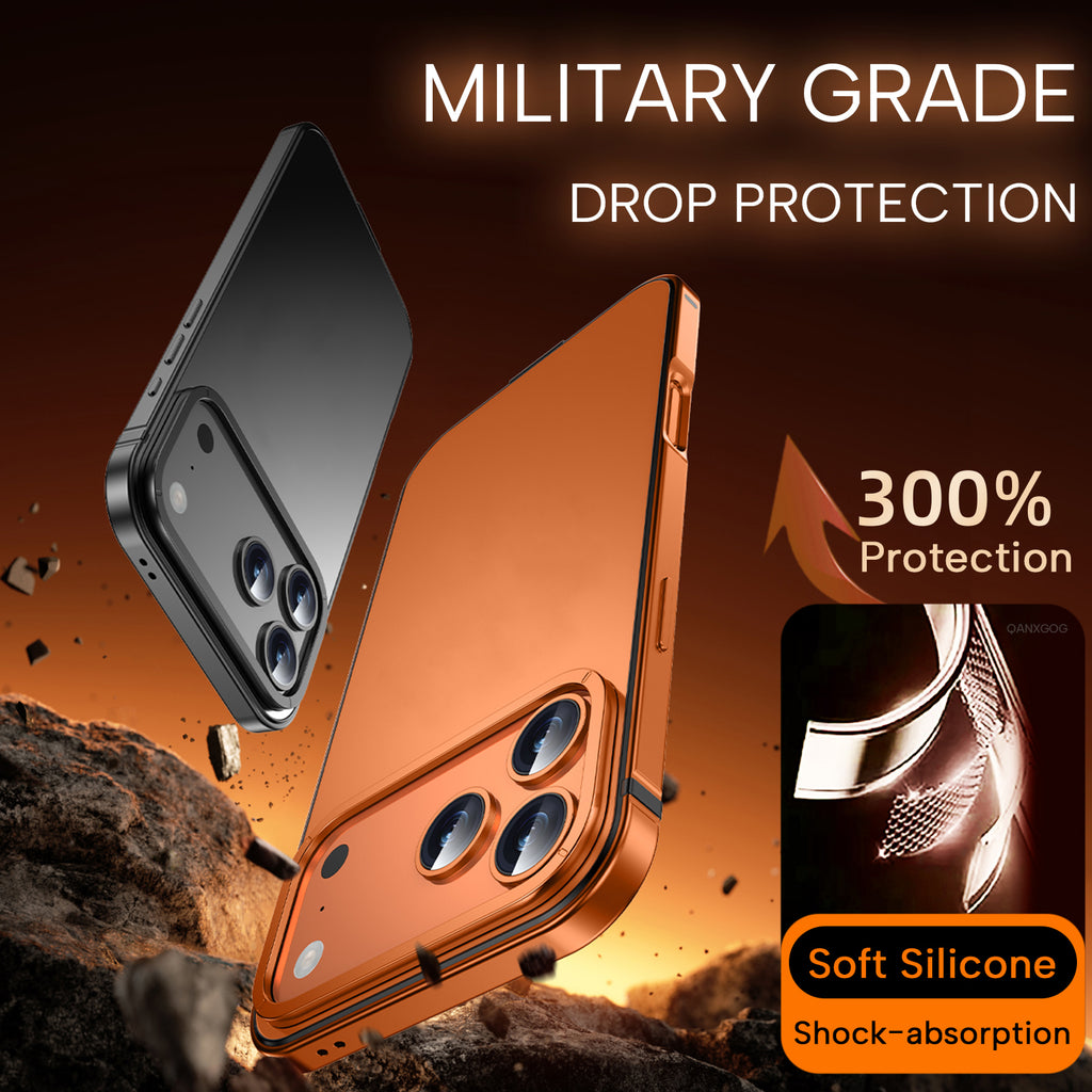Case for iPhone 17 Pro Max, Aircraft Grade Stainless Steel Frame Ultra Slim Design Anti Fingerprint Frosted Back