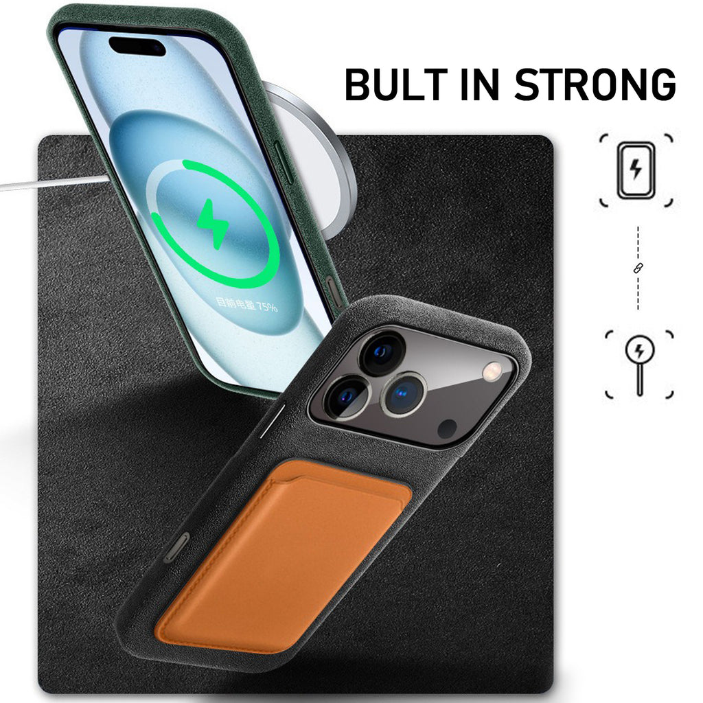 Alcantara Suede Case for iPhone 17 Pro Max, Handmade Genuine Italian Ultra-Suede Fully Wrapped Anti-Slip Soft Luxury Protective Cover, Compatible with MagSafe