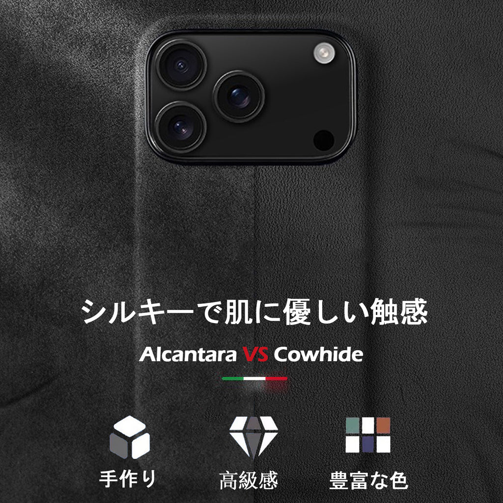 Alcantara Suede Case for iPhone 17 Pro Max, Handmade Genuine Italian Ultra-Suede Fully Wrapped Anti-Slip Soft Luxury Protective Cover, Compatible with MagSafe