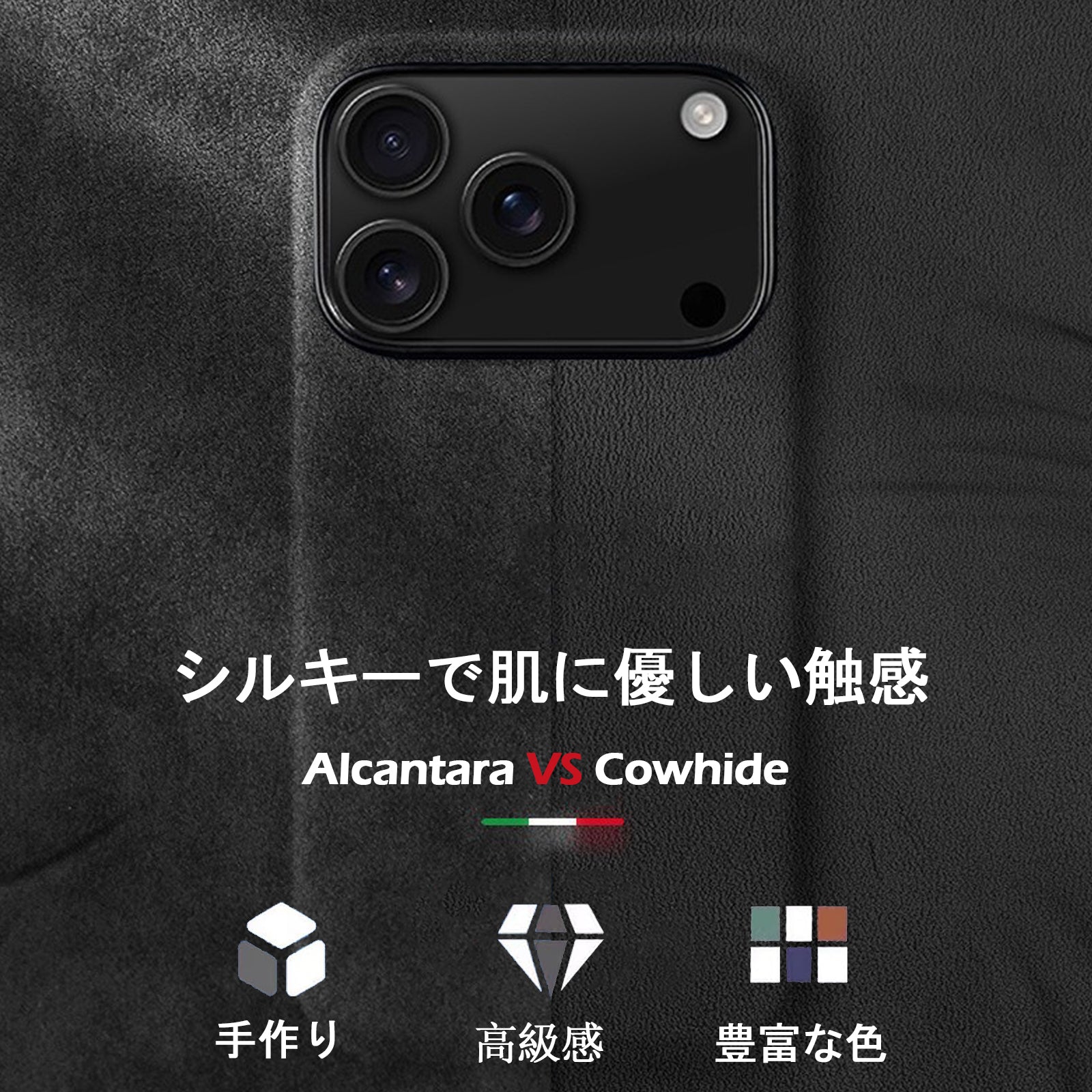 Alcantara Suede Case for iPhone 17 Pro Max, Handmade Genuine Italian Ultra-Suede Fully Wrapped Anti-Slip Soft Luxury Protective Cover, Compatible with MagSafe