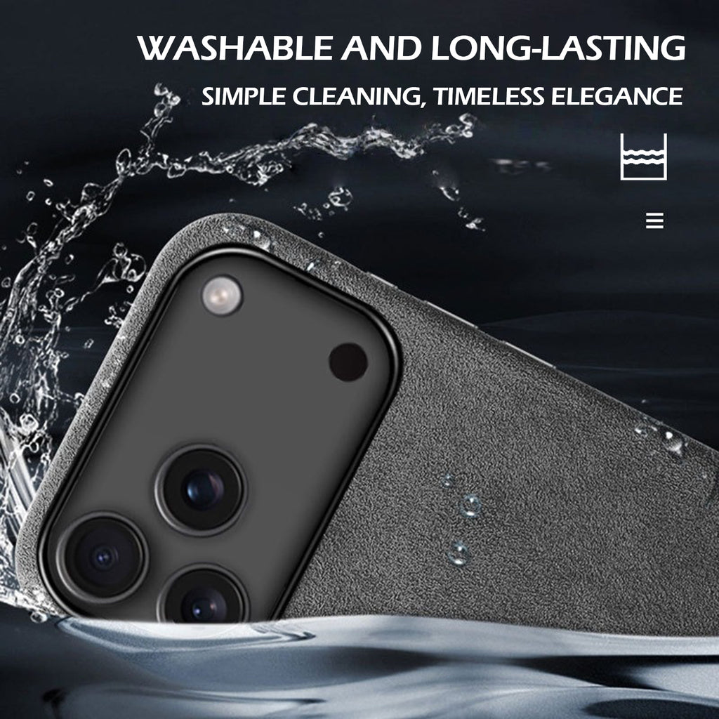 Alcantara Suede Case for iPhone 17 Pro Max, Handmade Genuine Italian Ultra-Suede Fully Wrapped Anti-Slip Soft Luxury Protective Cover, Compatible with MagSafe
