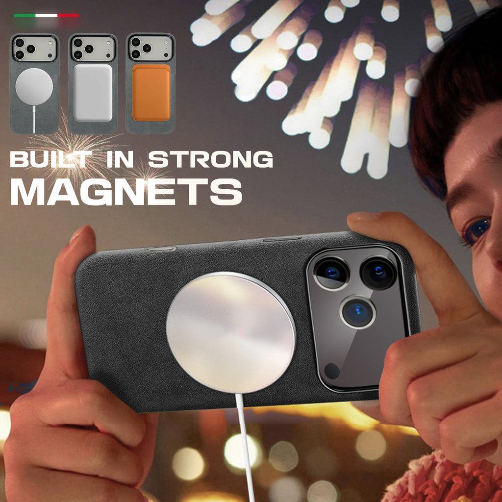 Alcantara Suede Case for iPhone 17 Pro Max, Handmade Genuine Italian Ultra-Suede Fully Wrapped Anti-Slip Soft Luxury Protective Cover, Compatible with MagSafe