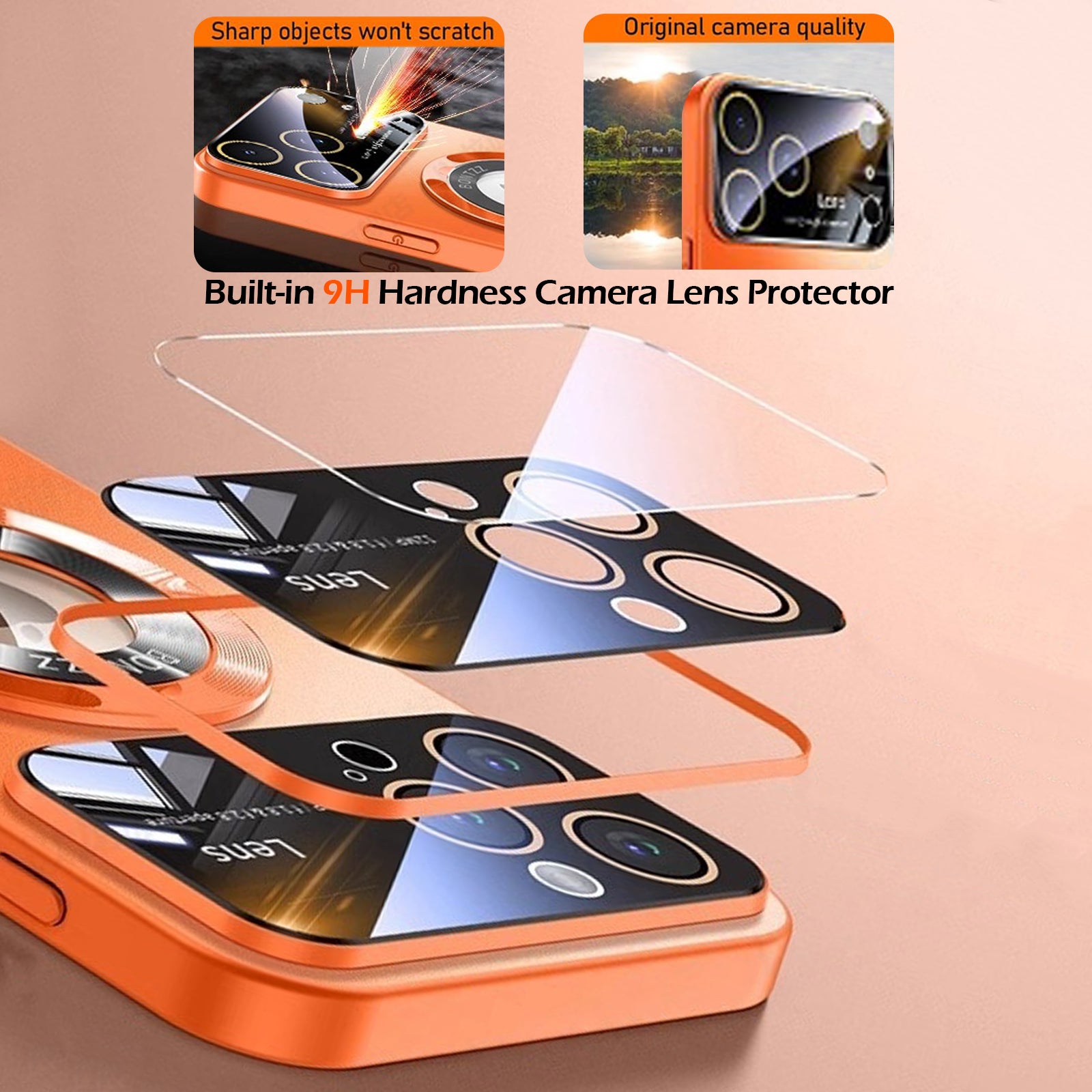 QANXGOG Case for iPhone 17 Pro Max, Slim Shockproof Magnetic Case with Lens Protector & Kickstand, Anti-Fingerprint, Drop-Proof