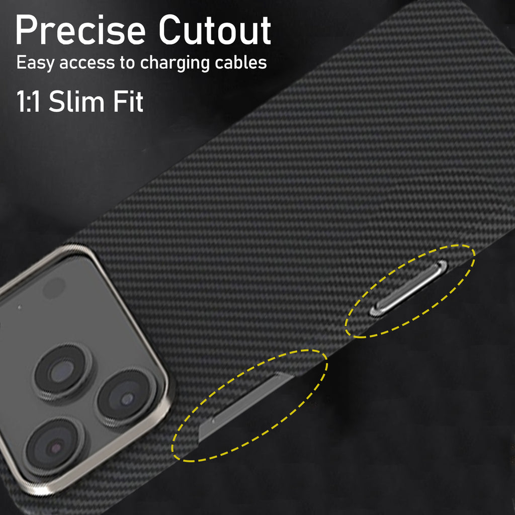 QANXGOG Case for iPhone 17 Pro Max, Ultra Slim Lightweight Carbon Texture Shockproof Cover, Metal Lens Frame, Compatible with MagSafe