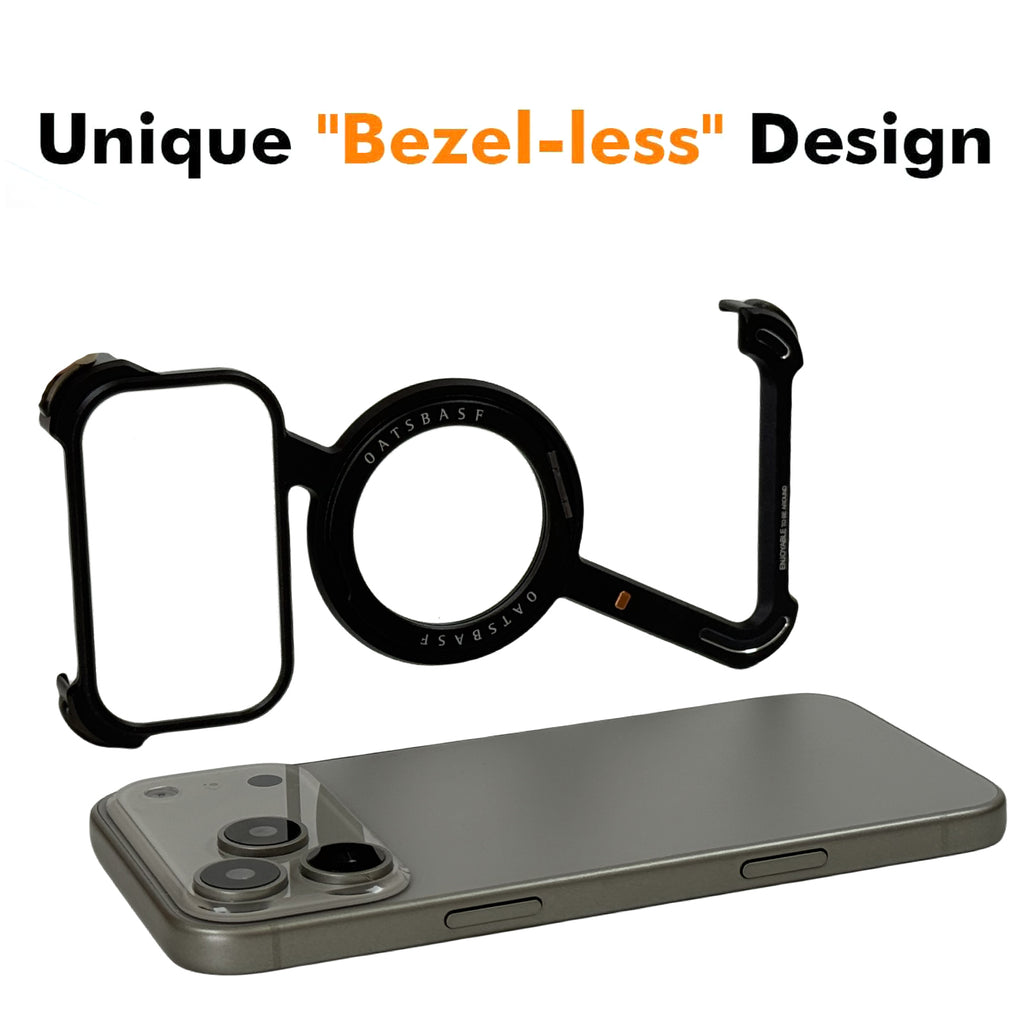 Z-Shape Case for iPhone 17 Pro Max, Aluminum Alloy Frameless Slim Minimalist 360° Rotatable Magnetic Stand Compatible with MagSafe Shockproof Corners Quick Release Design