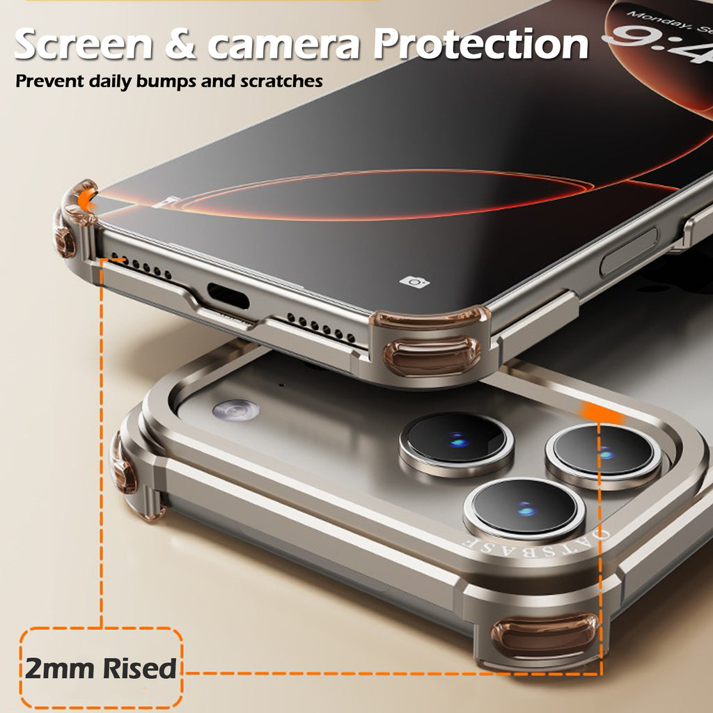 Case for iPhone 17 Pro Max, Slim Bare Metal Aluminum Bumper Case Lightweight Frame with Air Cushion Corners Raised Bezel Protection Heat Dissipation Design